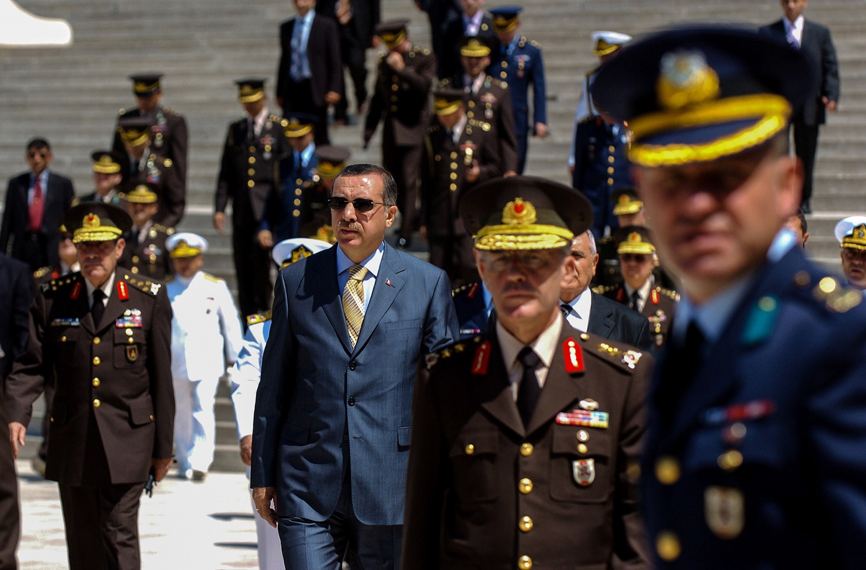 Recep Tayyip Erdoğan and Turkish High Military Council members at Anıtkabir, 2006