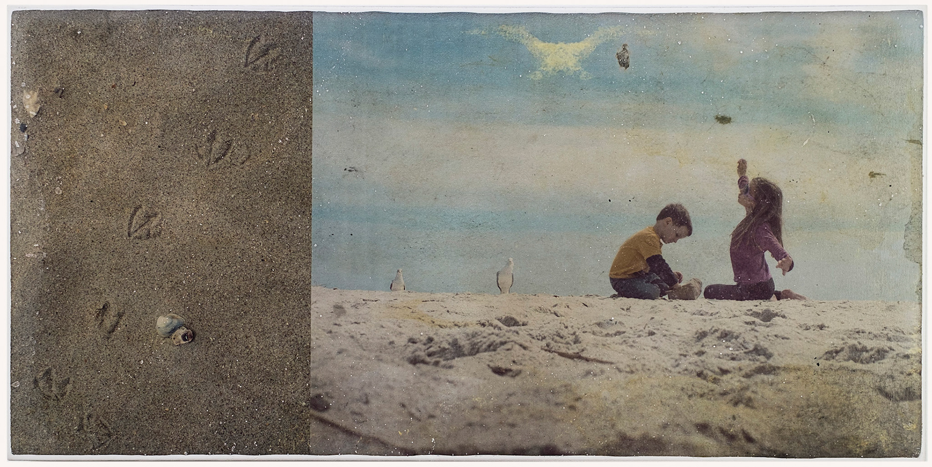 White Marble Gelatin Fresco Image Transfer, 2013
