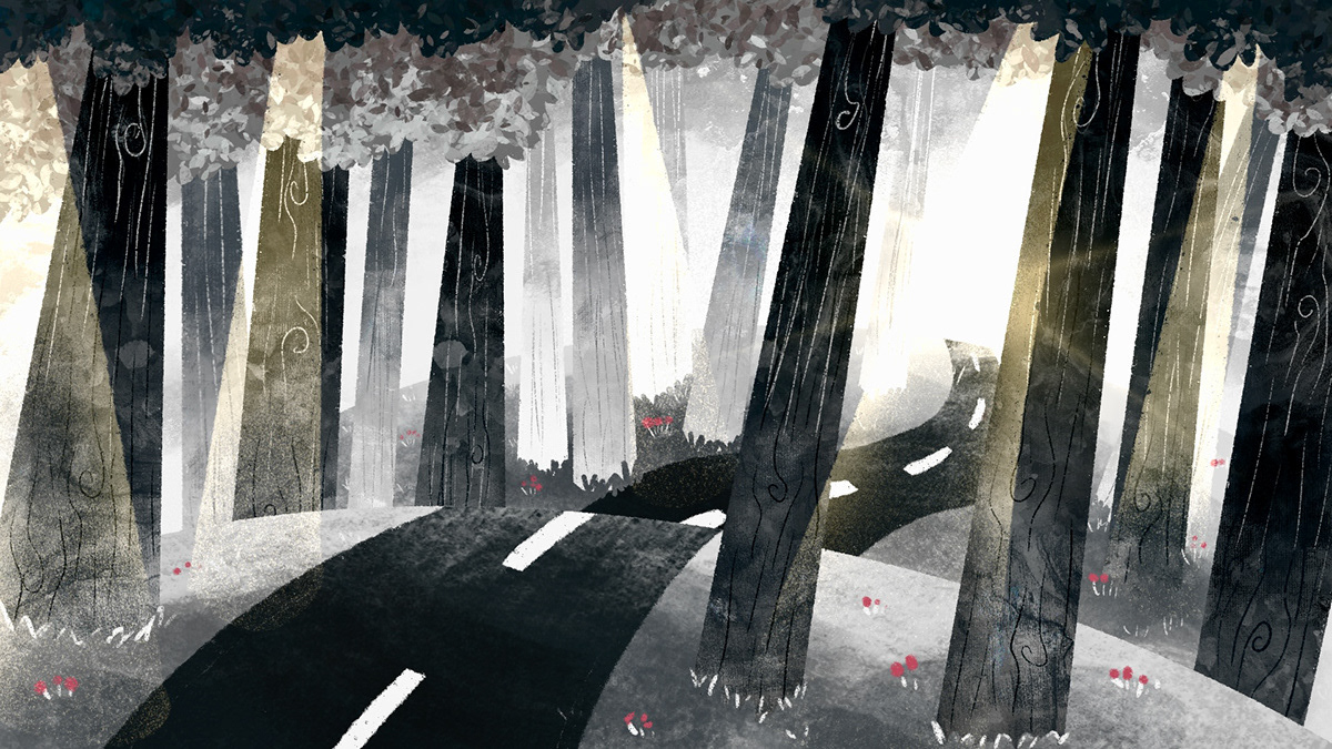 Background: dawn road