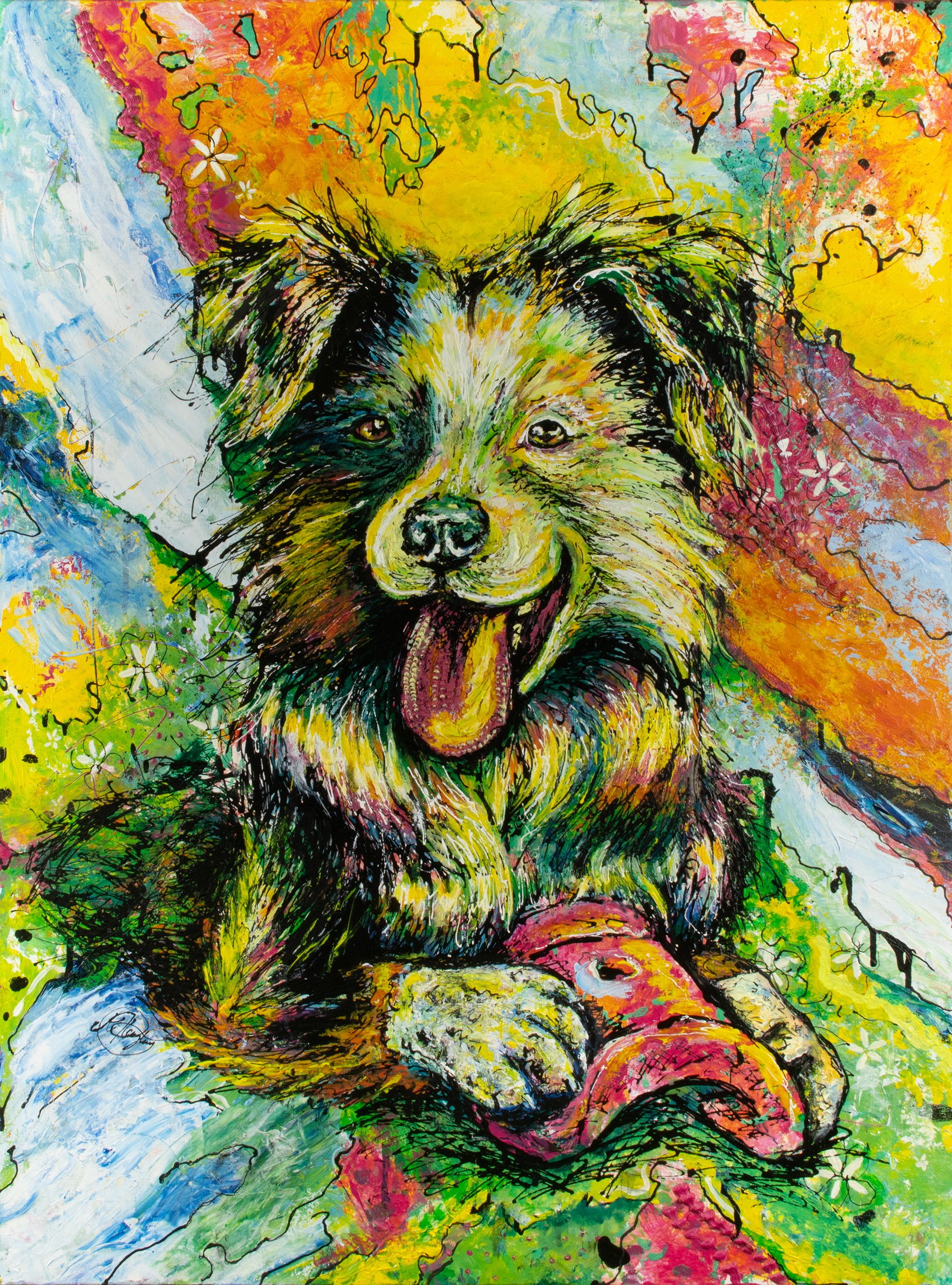 Joy Unleashed/Zoe Acrylic on Canvas: Accepted into Iowa State Fair Open Art Show 2023. On Display for Duration of Fair.