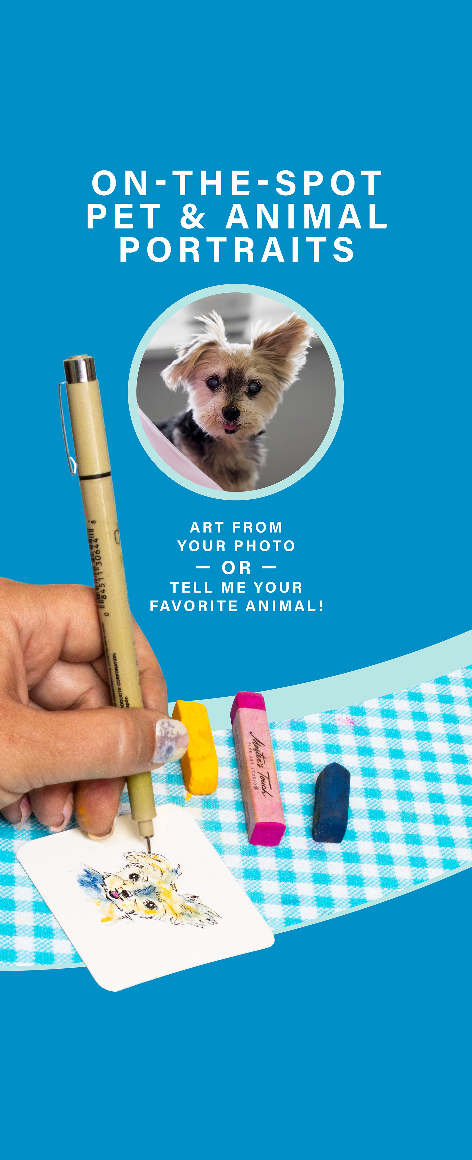 image advertising on the spot pet and animal portraits for live events