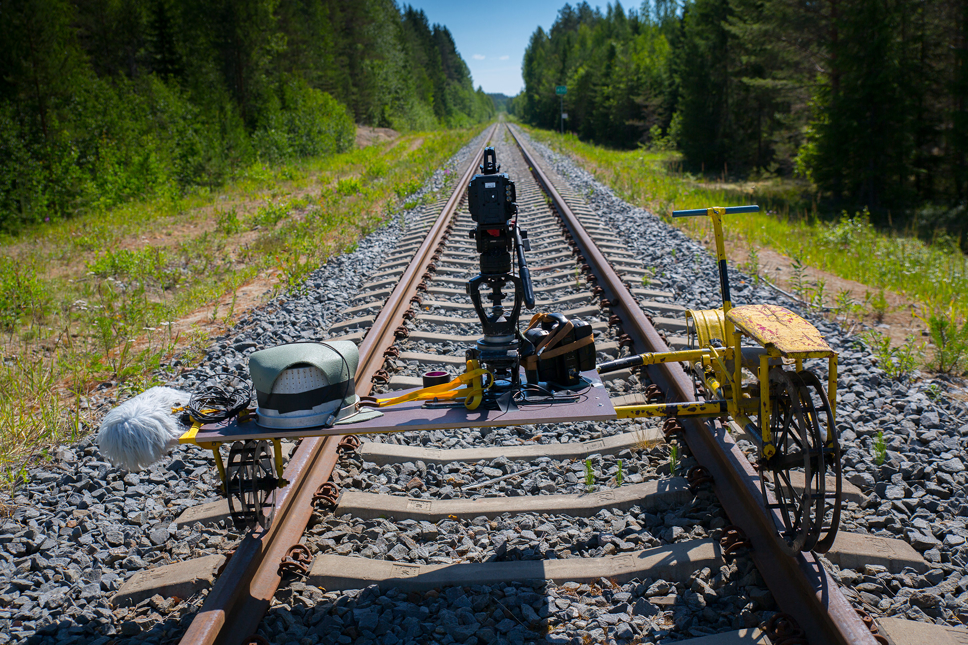 The setup for the "phantom ride" on the abandoned railway
