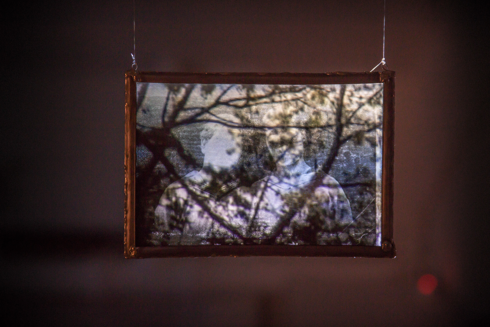 Silver gelatin reproduction on a glass plate, projection. "My Name Is Laura Viljander" (2018)
