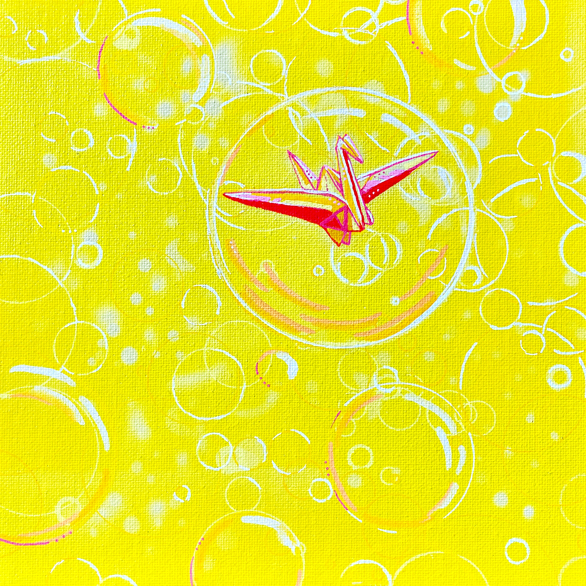 Origami Crane Yellow, Stencil Spray Painting