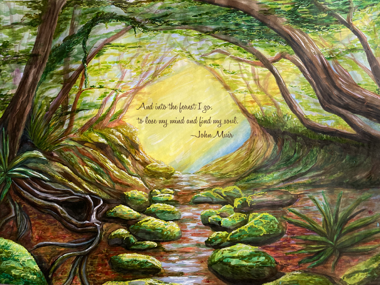 Into the Forest, Mixed Media Painting