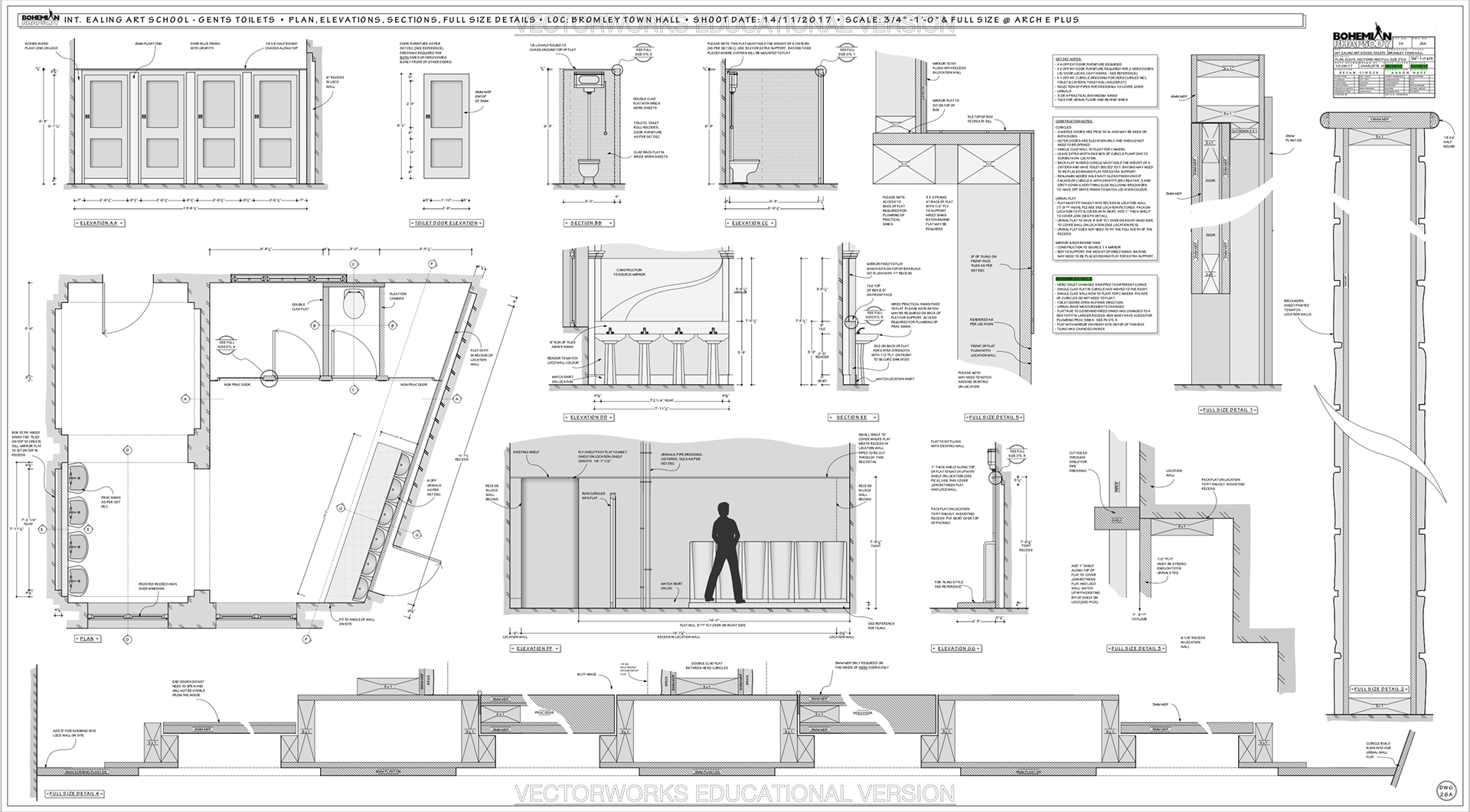Int. Ealing Art School Toilets Technical Drawing