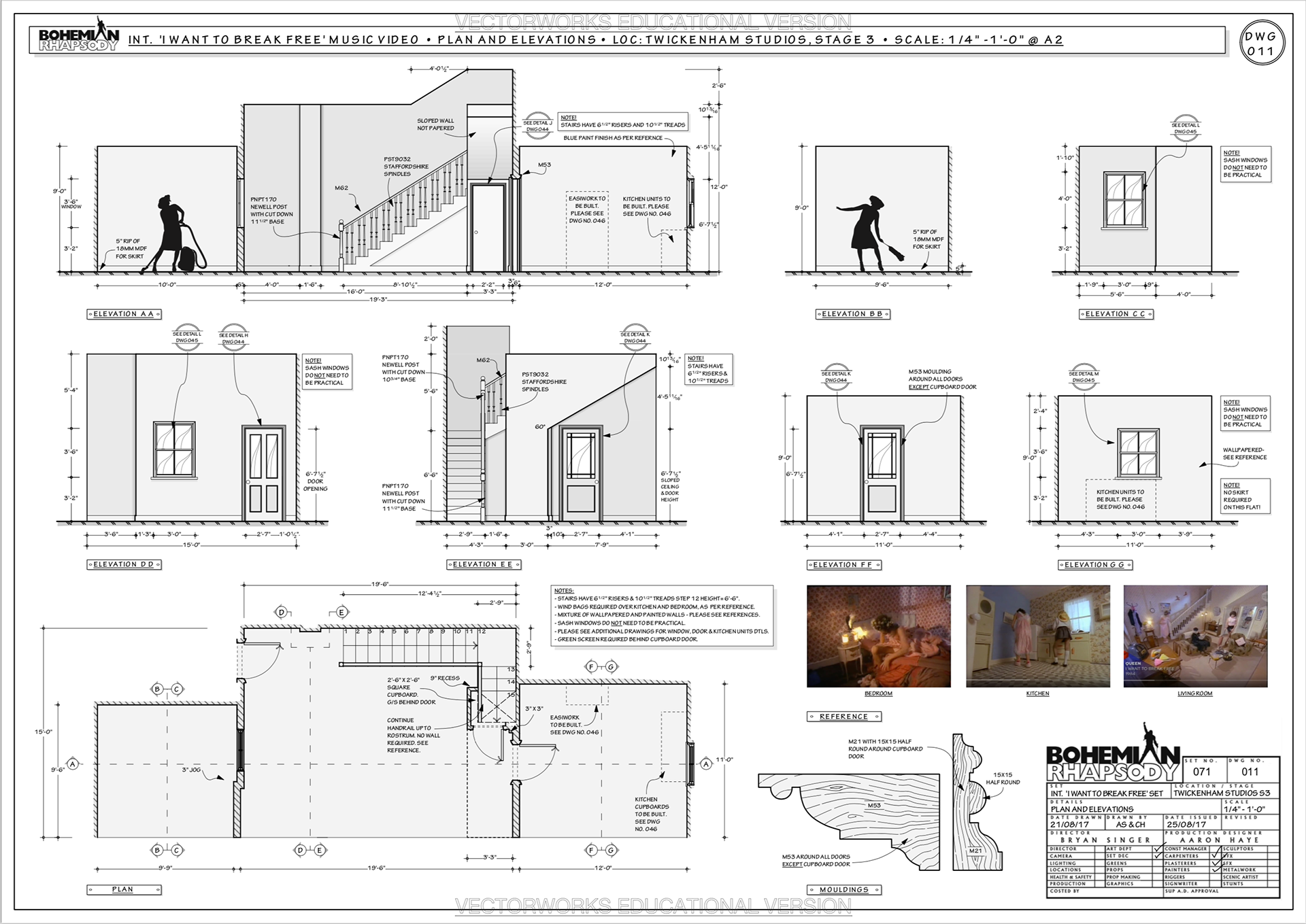 Technical Drawing for 'I want to Break Free Video' Set
