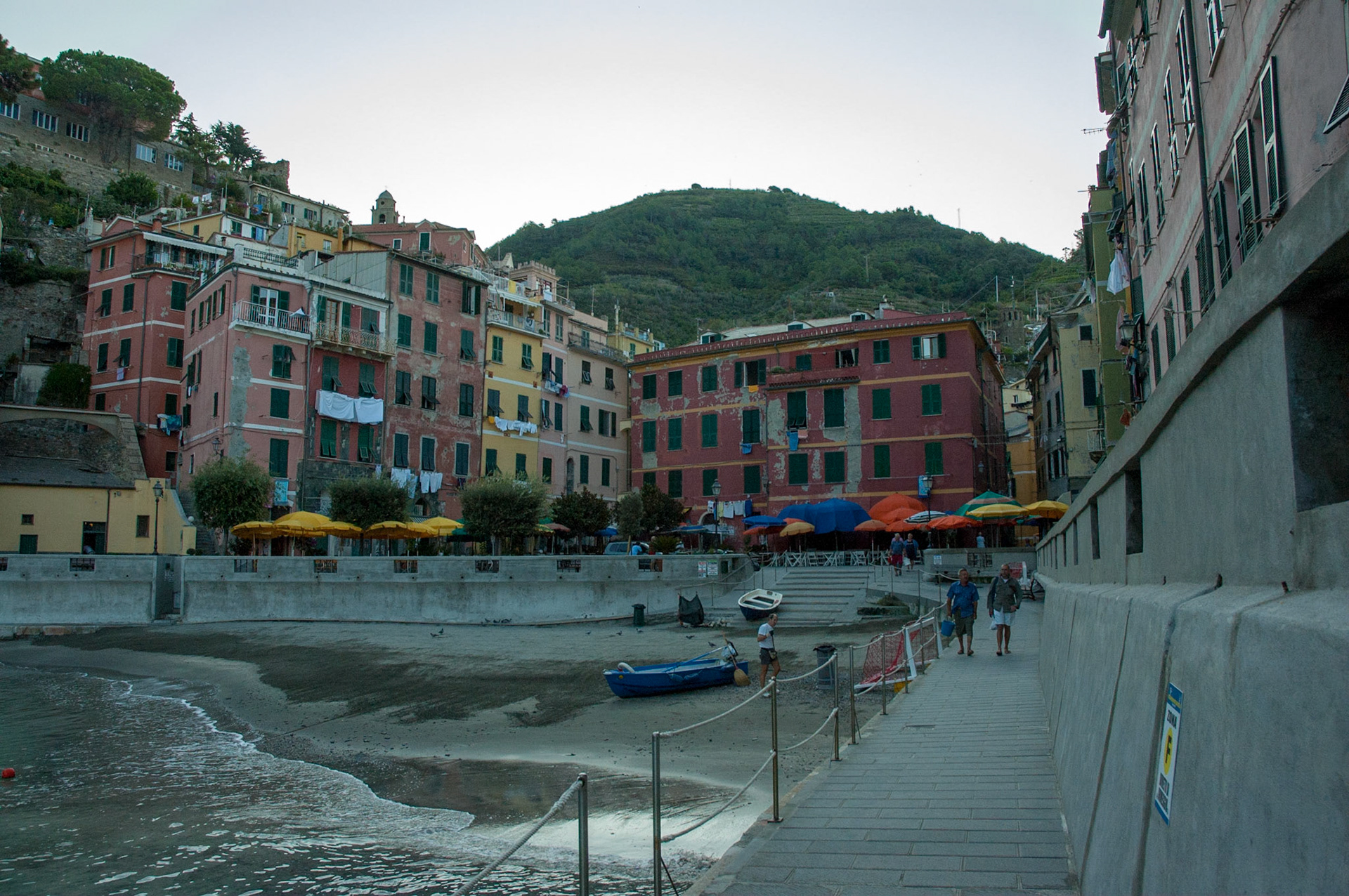 Vernazza has a protected beach.