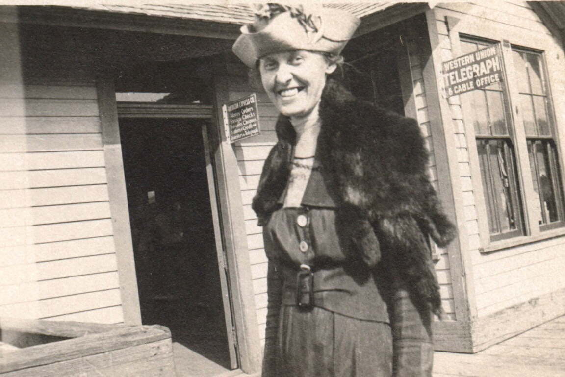 Aunt Cora Fehler Recott in Albion, Washington, where she taught.