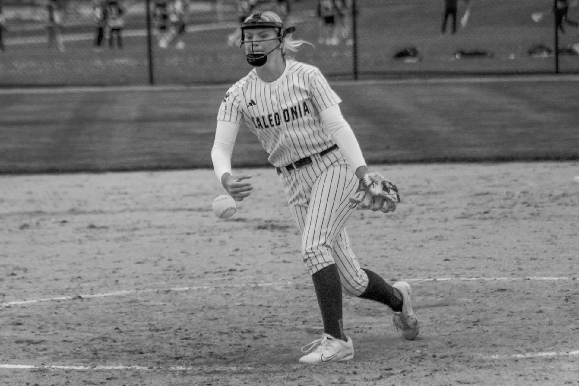 Addison Veldt delivers from the circle, keeping the Scots in control. (Photo by Landry Mueller)