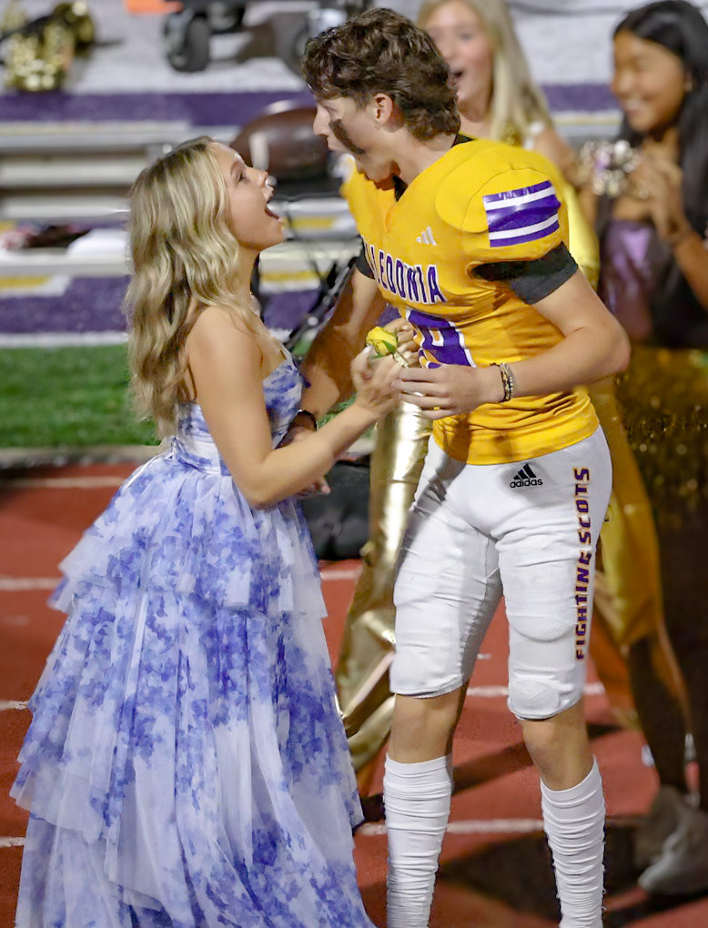 Seniors Parker Lipsman and Avery Middlemiss are crowned Homecoming King and Queen. “I was honestly in shock—I didn’t think we were going to win! It felt like five seconds of fame, and I was just so happy that Parker and I could share this moment together. It’s definitely a night I will never forget,” said Avery Middlemiss.(Photo by Brianna Severson)