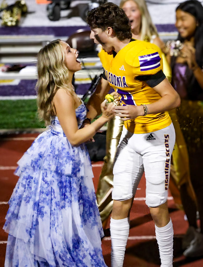 Seniors Parker Lipsman and Avery Middlemiss are crowned Homecoming King and Queen. “I was honestly in shock—I didn’t think we were going to win! It felt like five seconds of fame, and I was just so happy that Parker and I could share this moment together. It’s definitely a night I will never forget,” said Avery Middlemiss.(Photo by Brianna Severson)