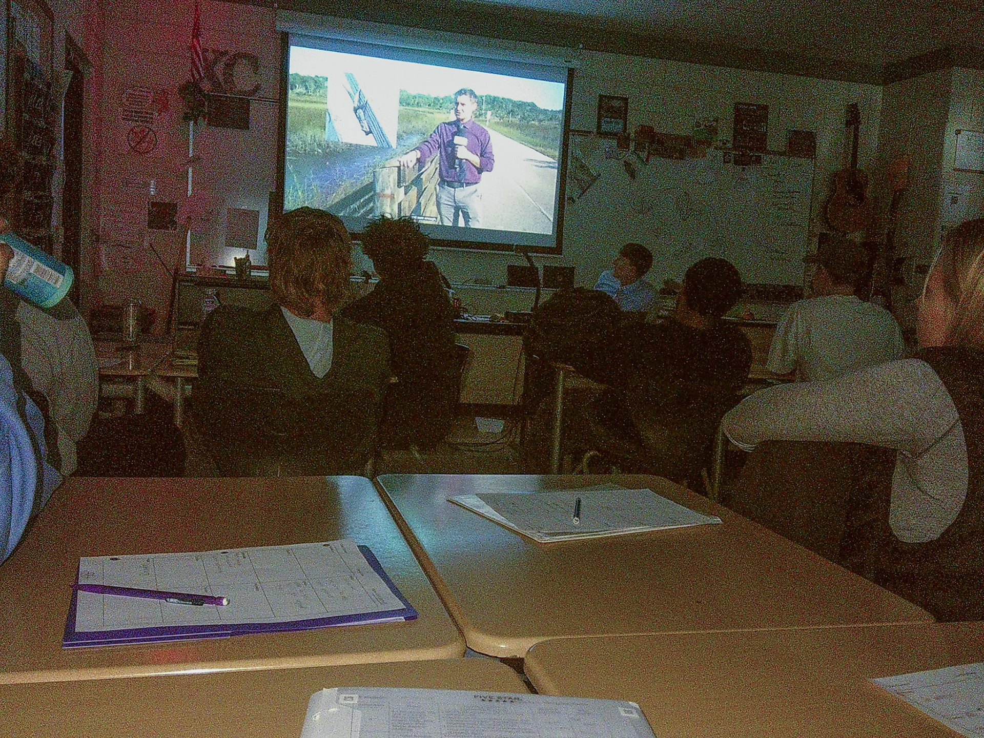 In Mr. Howell's Environmental Science class, students watch a video about how environmental factors affect ecosystems in different regions. (Photo by Abby Skibinski)