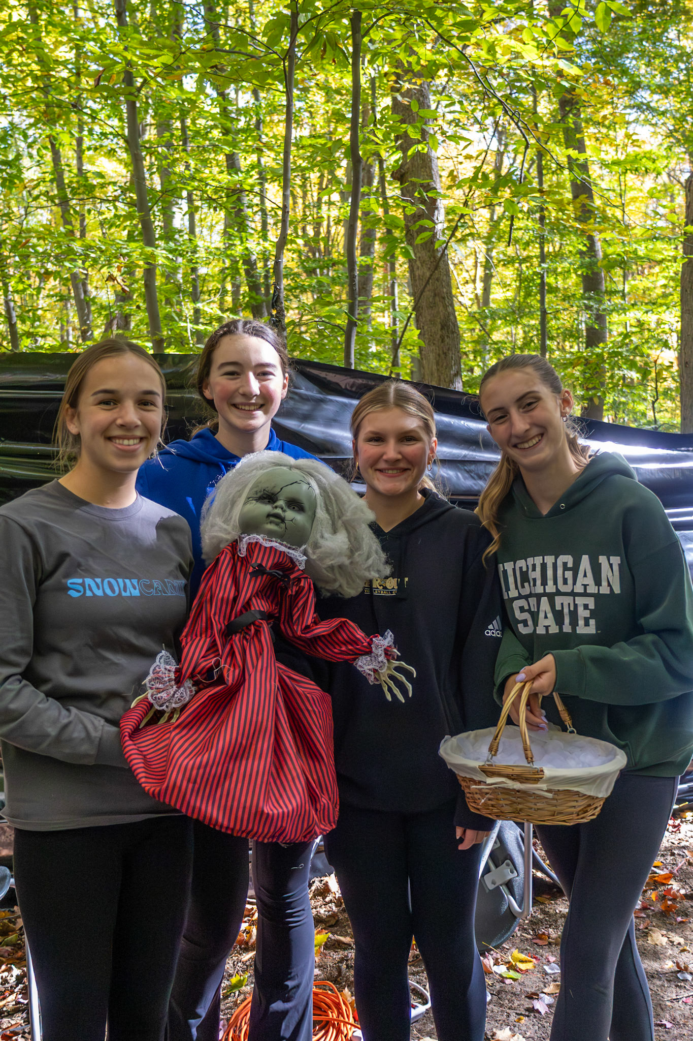 Kendall VanRyn, Natalie James, Isabella Palmitier and Lilliana Klein are getting ready for a night of terror. (Photo by Madelynn Pittman)