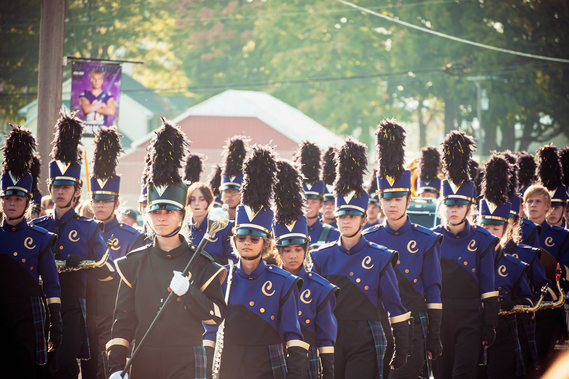The marching band performs flawlessly in the homecoming parade. (Photo by Kayley Martin)