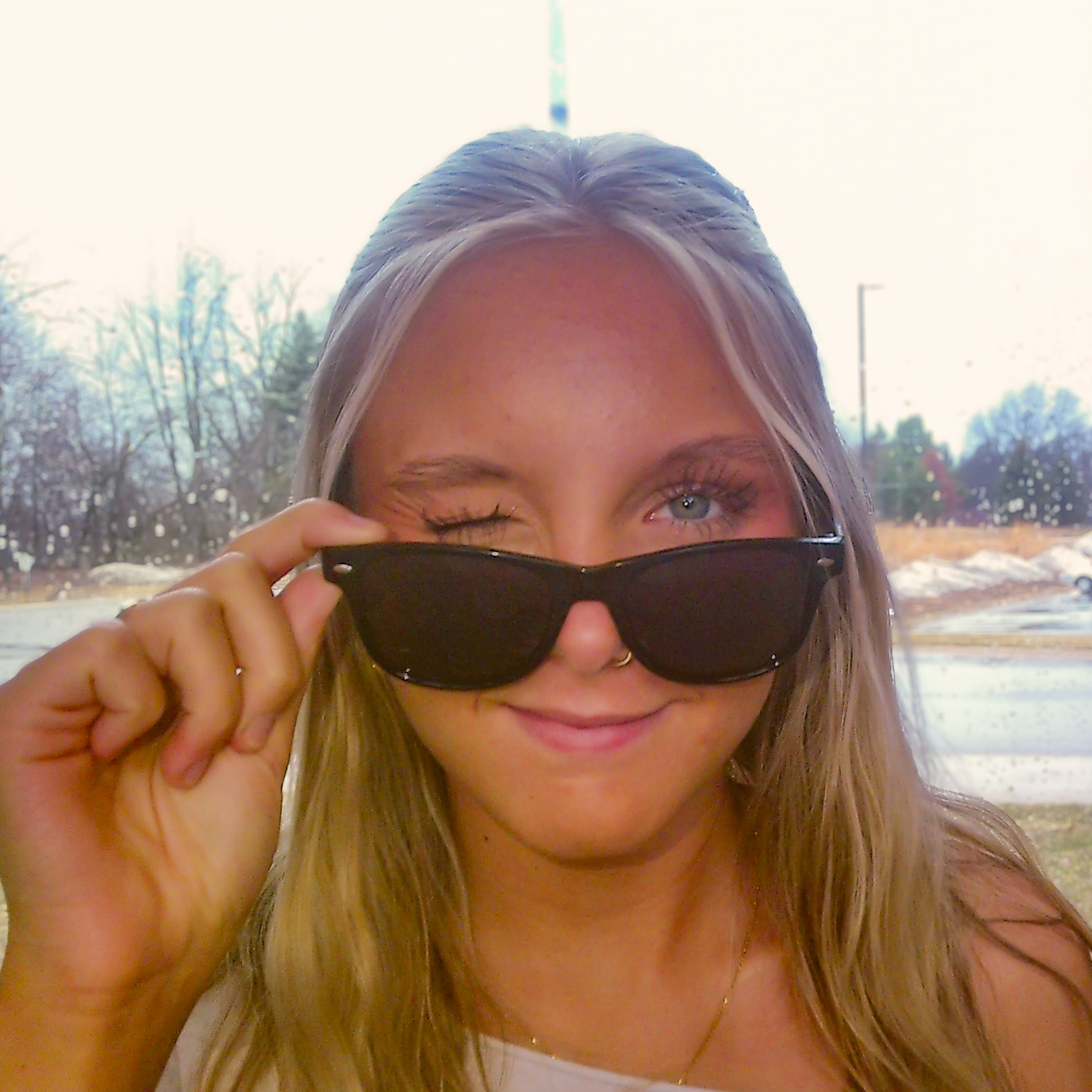 Junior Vivian Hoffman gives a flirty look to the camera while pozing for a candid. (Photo by Rhyan Guzman)