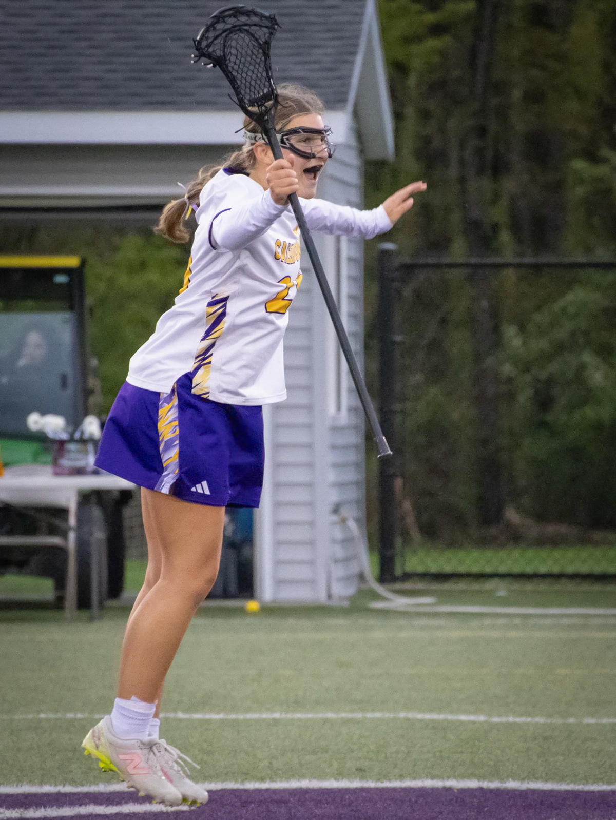 After scoring another point Lilliana Klein cheers as the team slowly inches their way back to a comeback.(Photo by Ella-Grace Wickens)