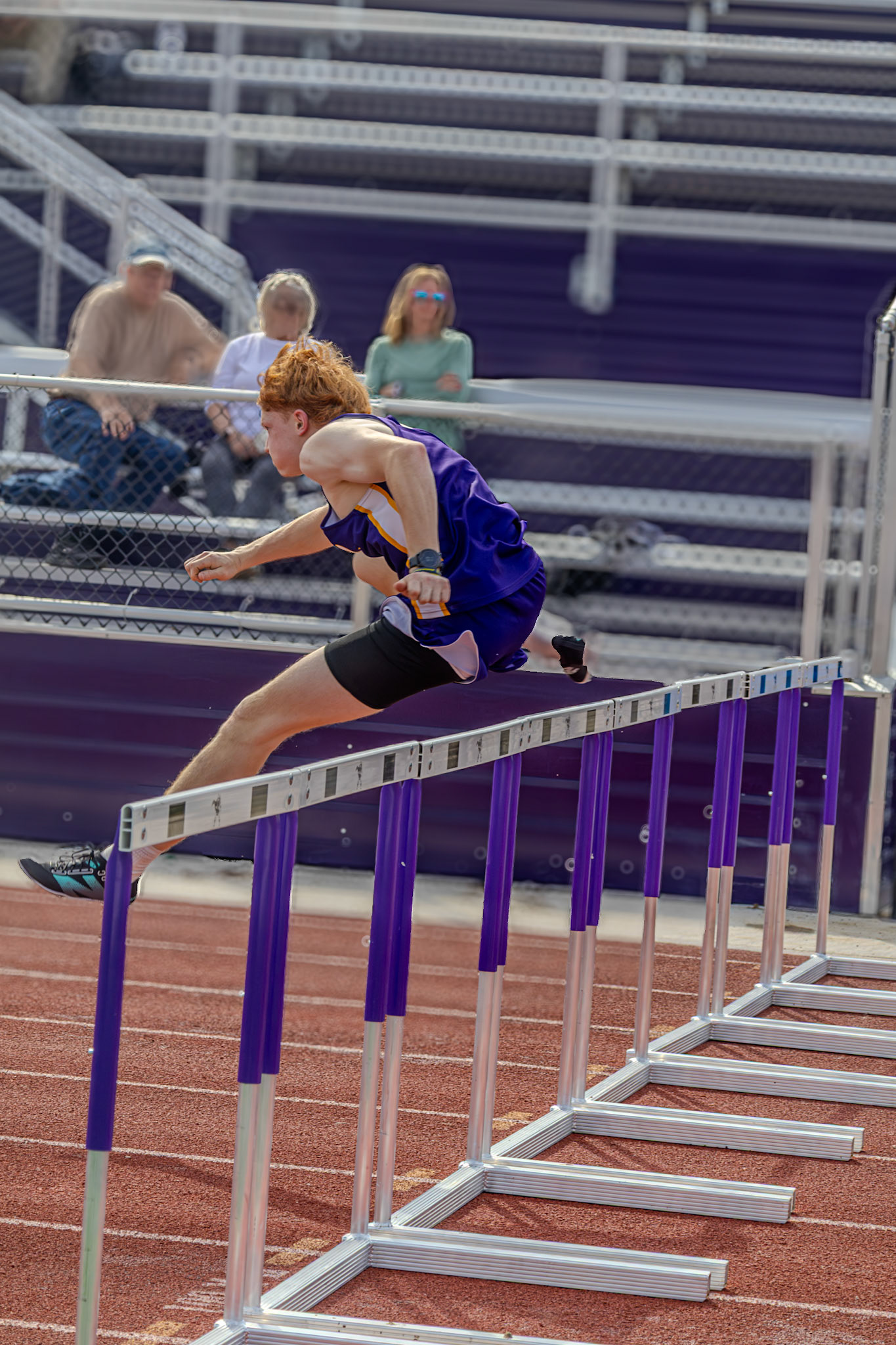 A easy victory for Brencken Byrd in the 110m Hurdles with a new PR. (Photo by Adi Malvankar)