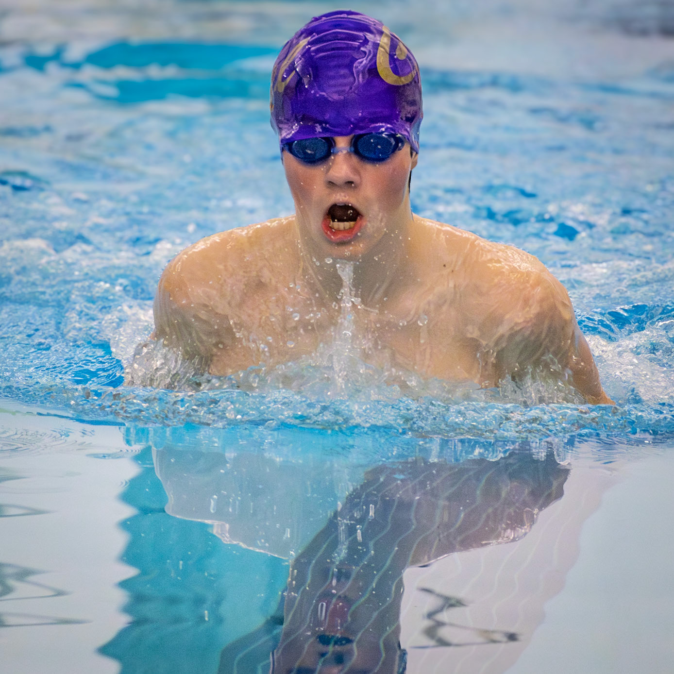 Primarily a diver, Seth Miller is dedicated to getting a personal best in the 100-yard breastroke. (Photo by Hailey Thayer)