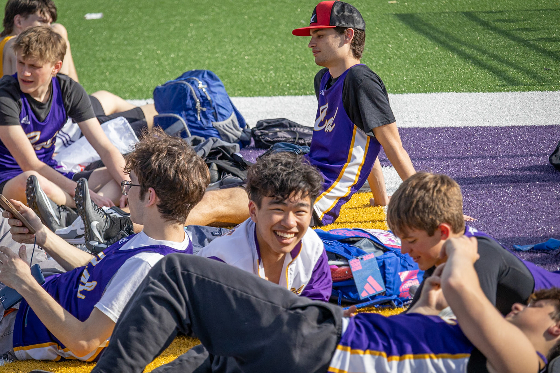 Vanness Lin is all smiles at the track meet vs. Reeths Puffer. (Photo by Abigail Douglass)