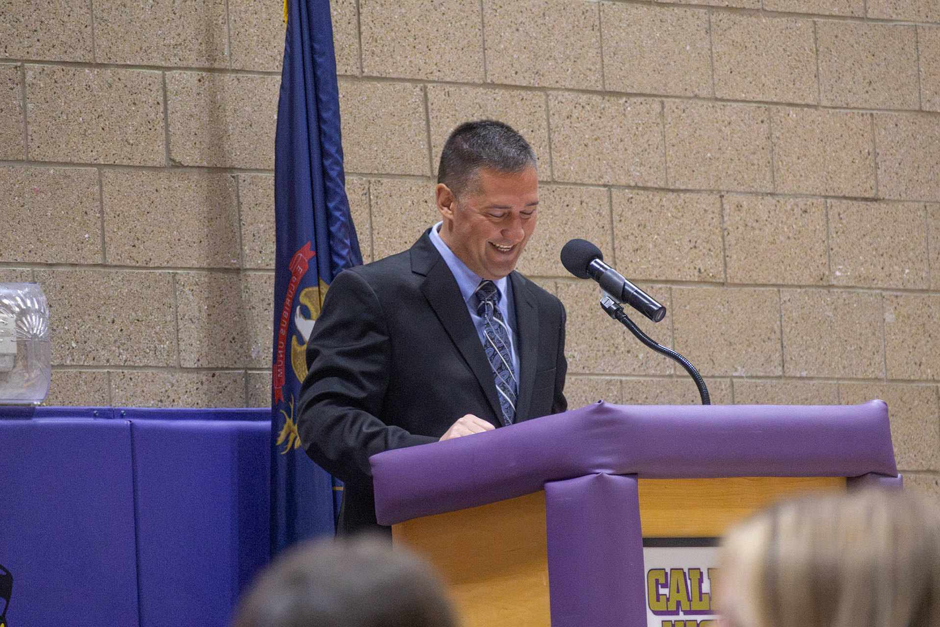 Mr Hilton delivers the faculty address. (Photo by Emma Garza)