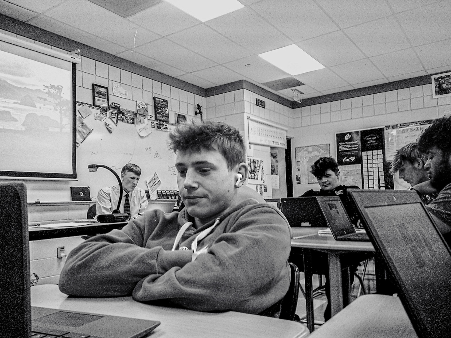 Issac Lang in Mr. Howell's class. (Photo by Joseph Dunn