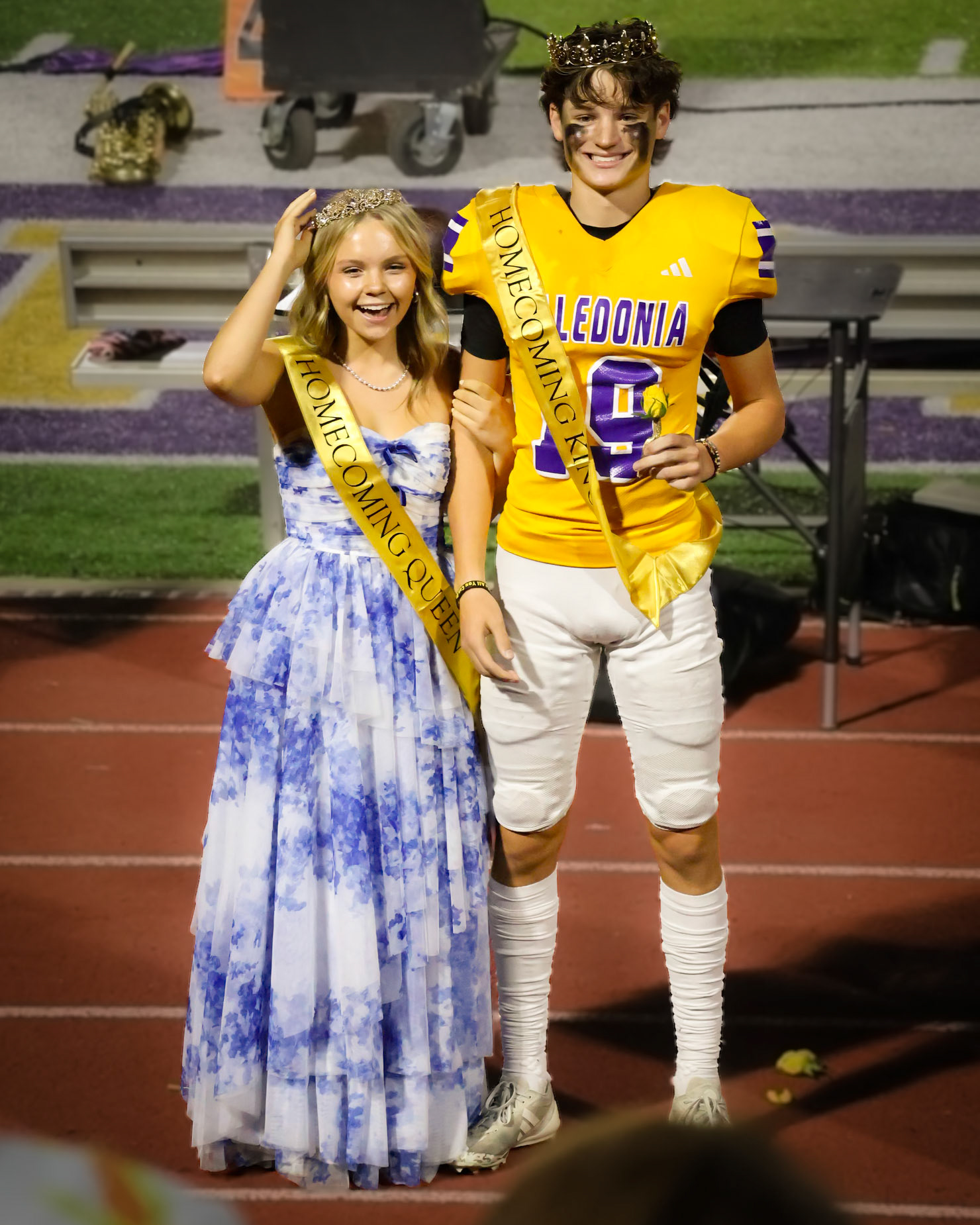 Seniors Avery Middlemiss and Parker Lipsman take their place as they are crowned this year’s Homecoming king and queen. (Photo by Brianna Severson)