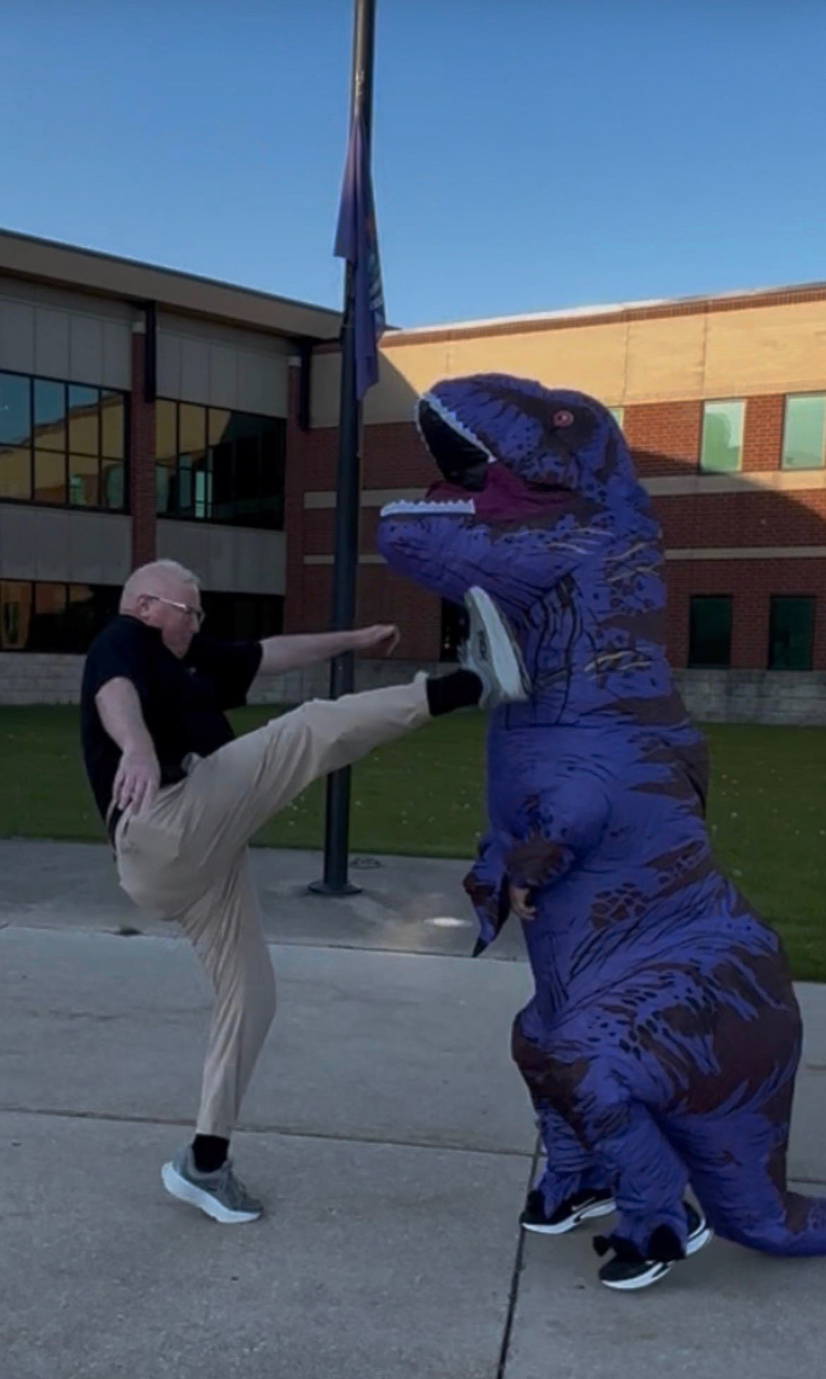 Security Guard O'Dwyer keeps us safe from adminsitrative dinosaurs.