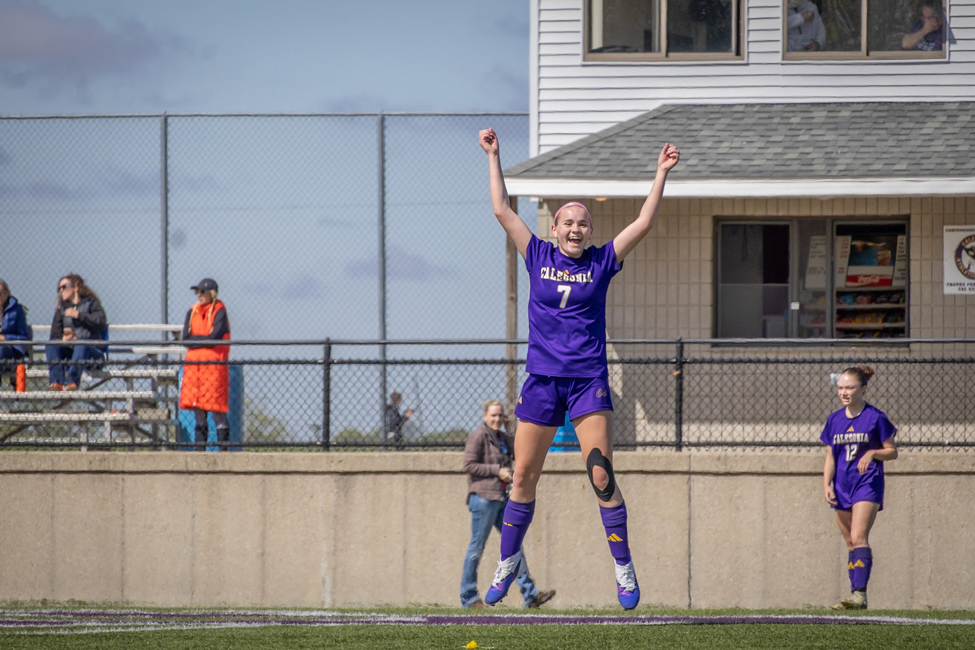 Claire LeBoeuf celebrates her amazing goal from out wide. (Photo by Ellie VanderRoest)
