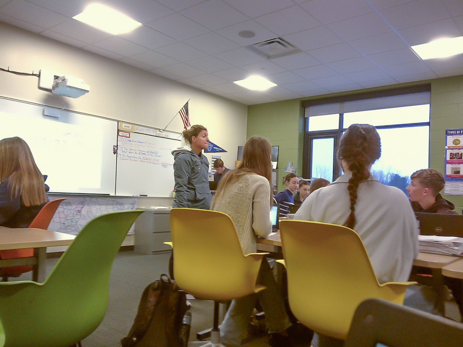 Clarifying instructions, Mrs. Uyl explains how to expand and perfectly grade a DBQ. (Photo by Emma Garza)