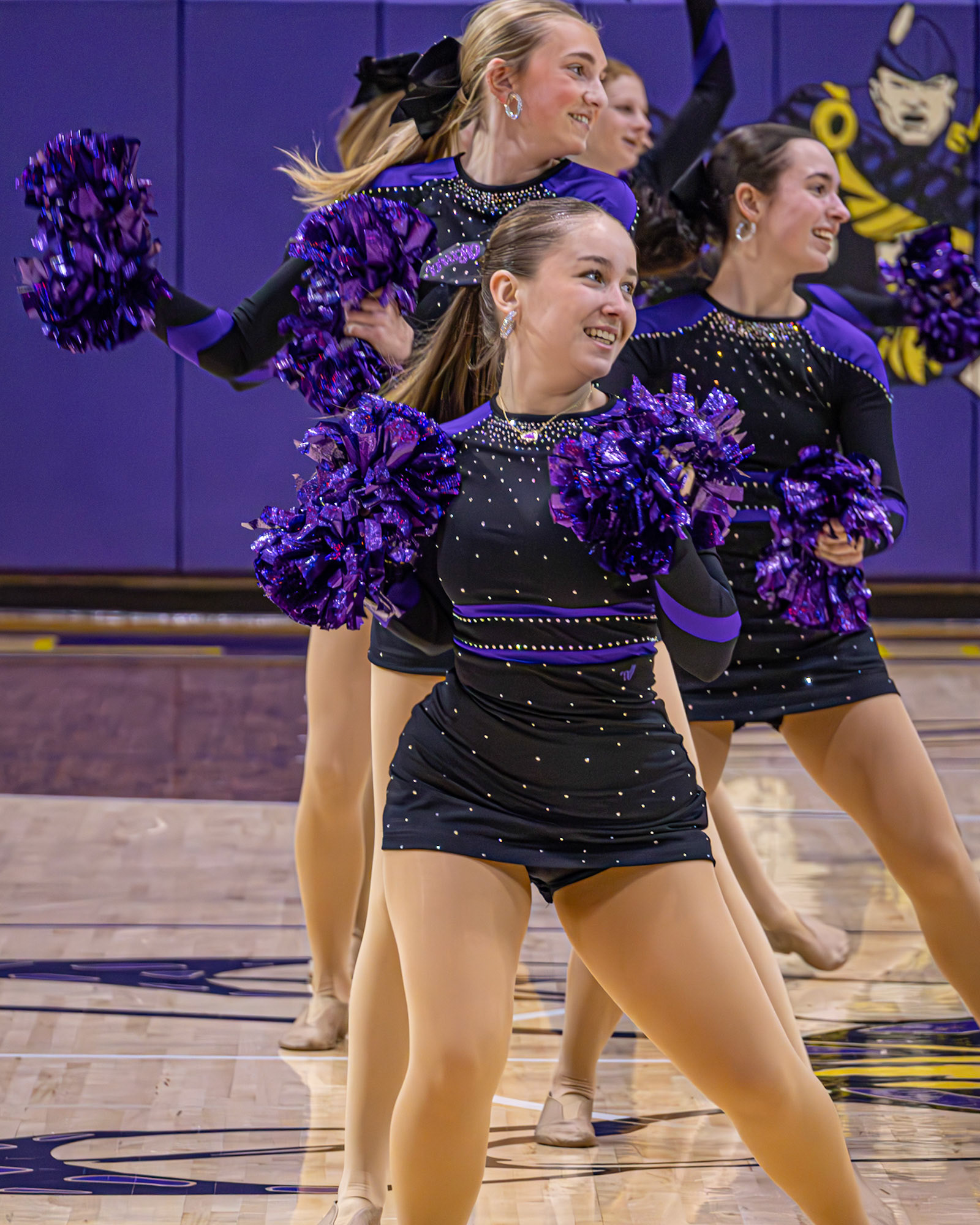 HALFTIME SHOW Foreign exchange student Alma Cortes Diaz performs front and center with the Dance Team. (Photo by Taya Penoes)