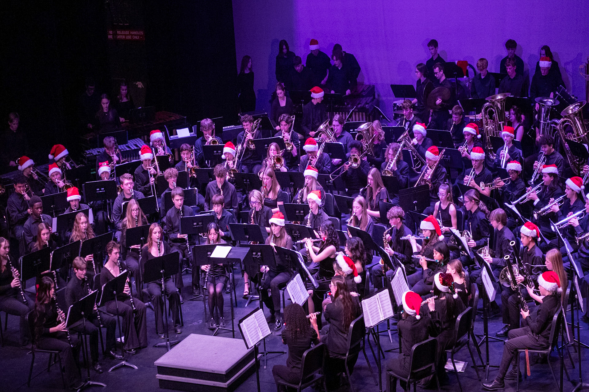 Students take the stage, sharing music and festive spirit at the Winter Concert. (Photo By Kayley Martin)