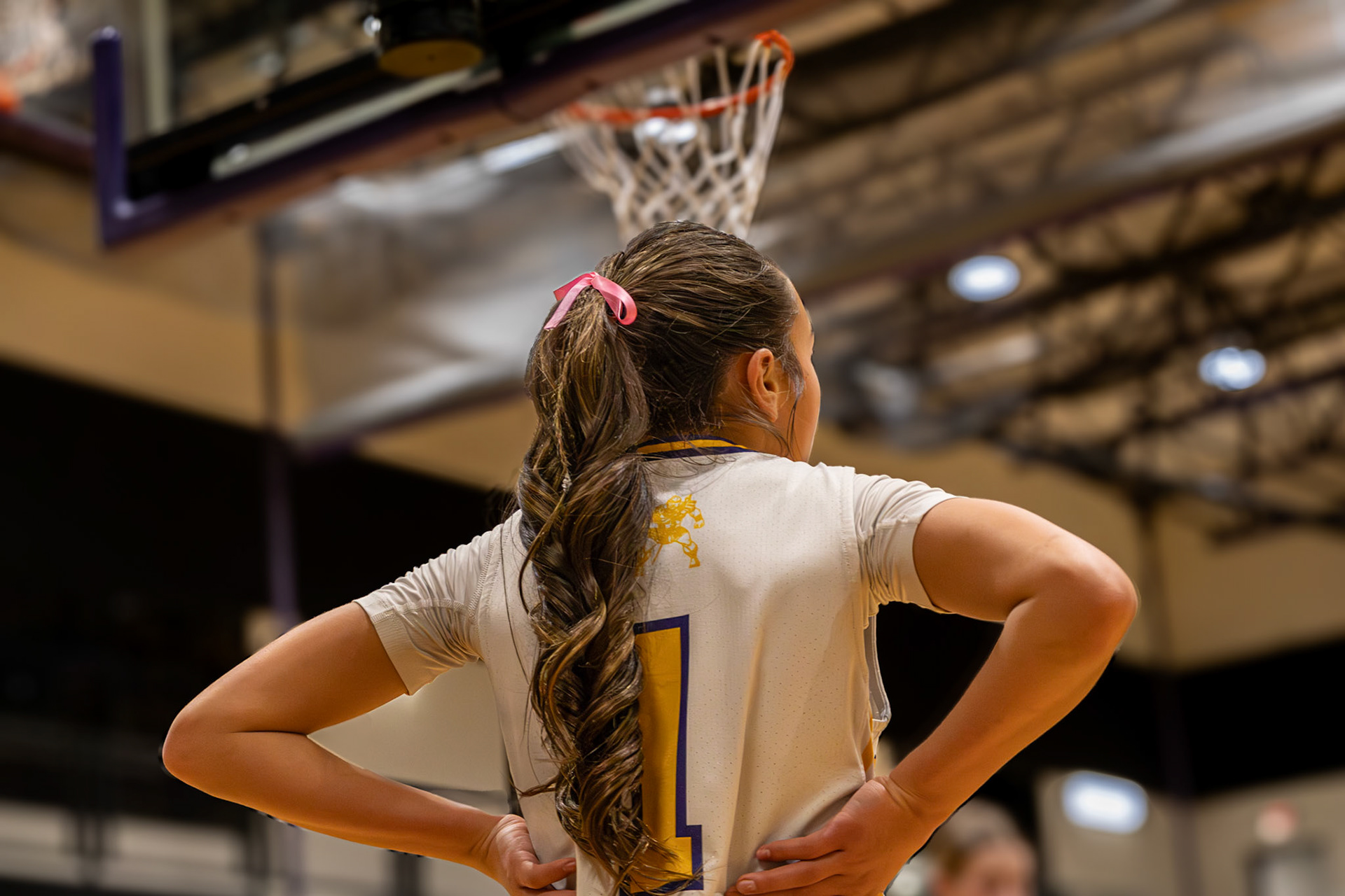 Freshman Braylee Tep waits under the basket to inbound the ball. (Photo by Abigail Douglass)