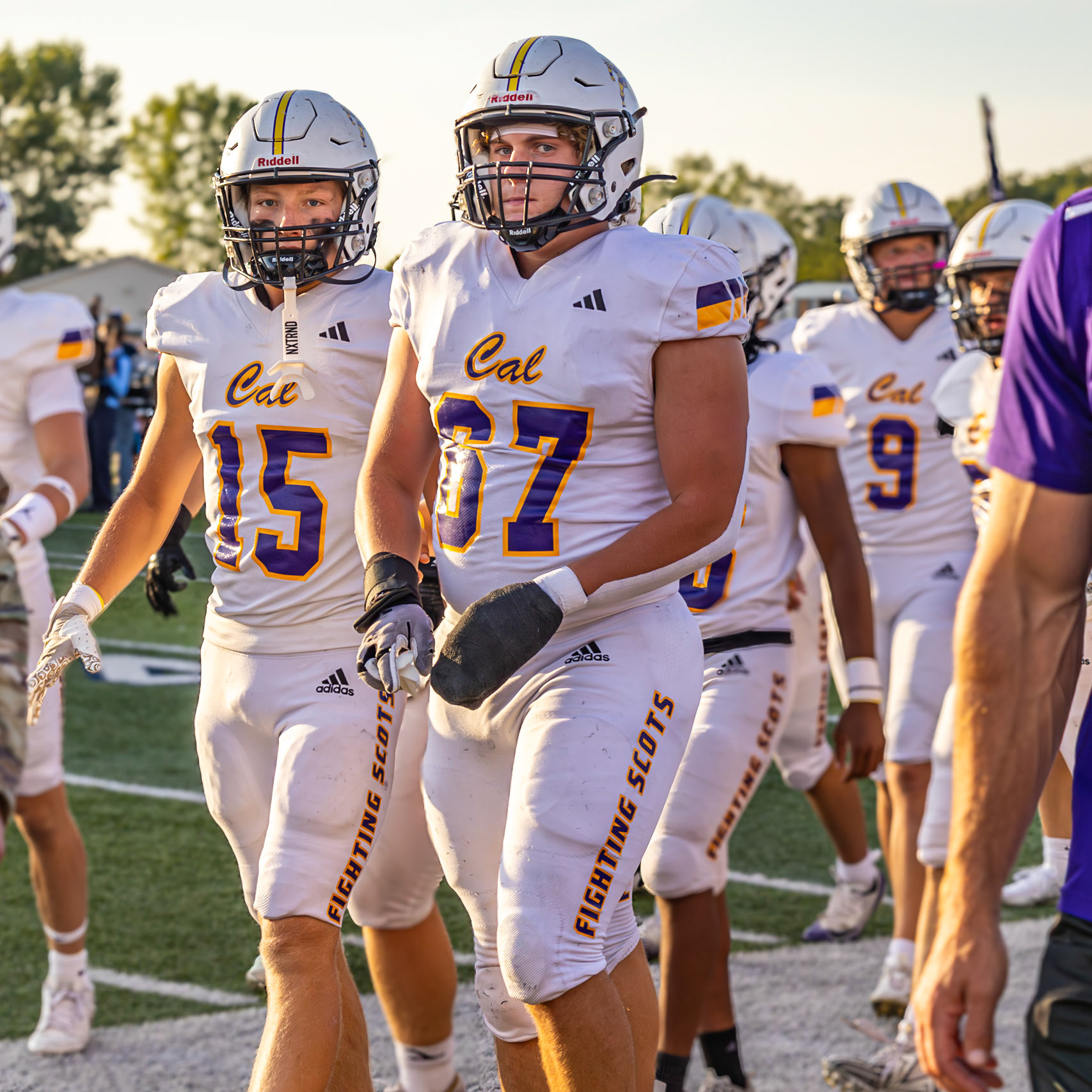 GAME FACE Andrew Hanna and Cody Meyers lock in before kickoff against Hudsonville. (Photo by Lillian Jackson)
