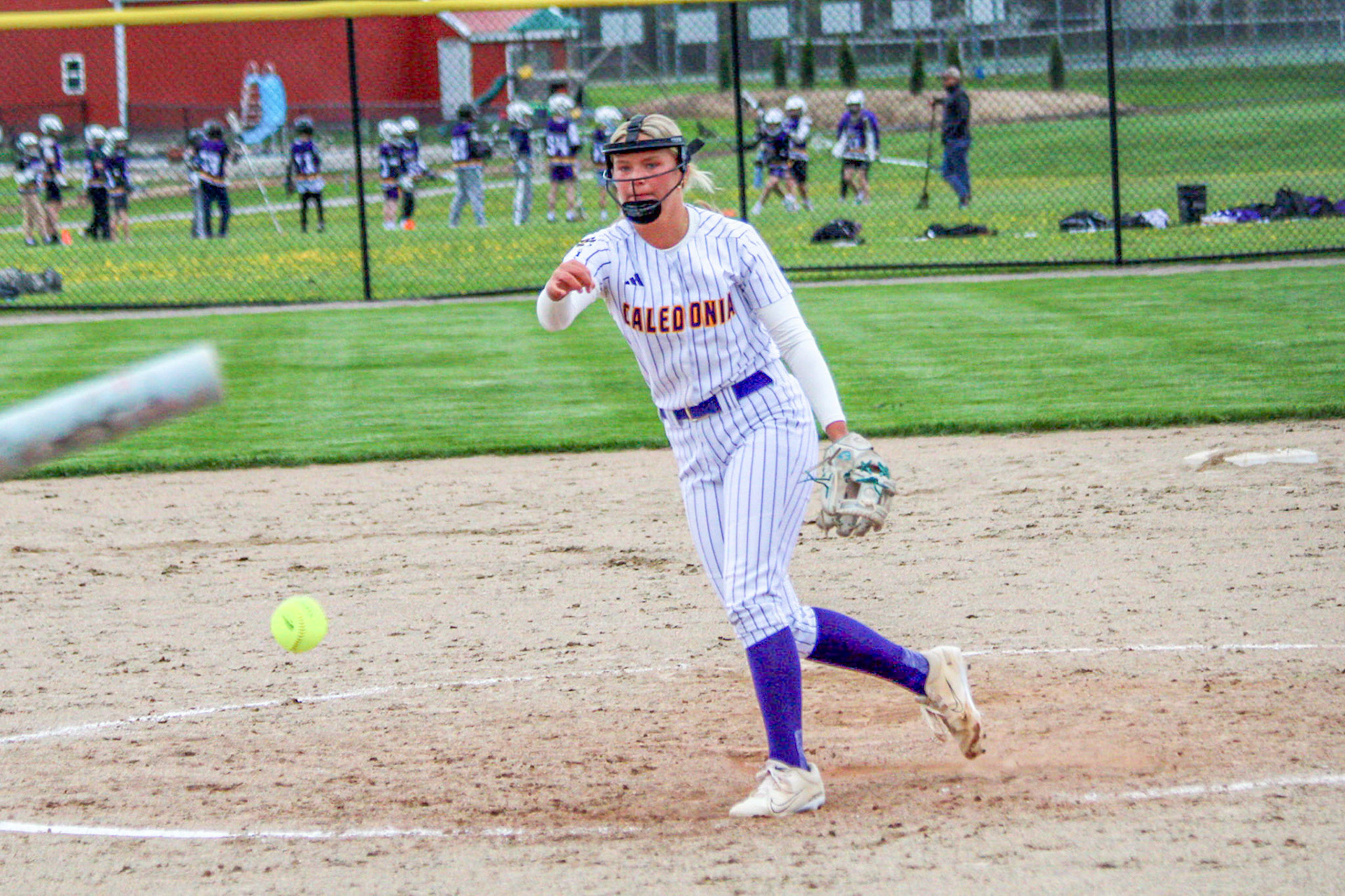 Addison Veldt fires a strike toward the plate during a strong outing for the Scots. (Photo by Landry Mueller)