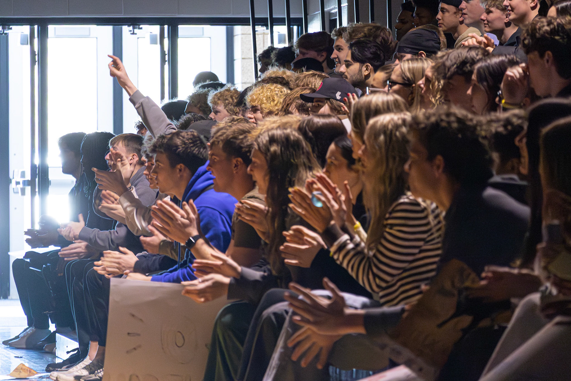 As the Unified players were announced, juniors and seniors showed their support by cheering enthusiastically from the stands. (Photo by Abby Skibinski)