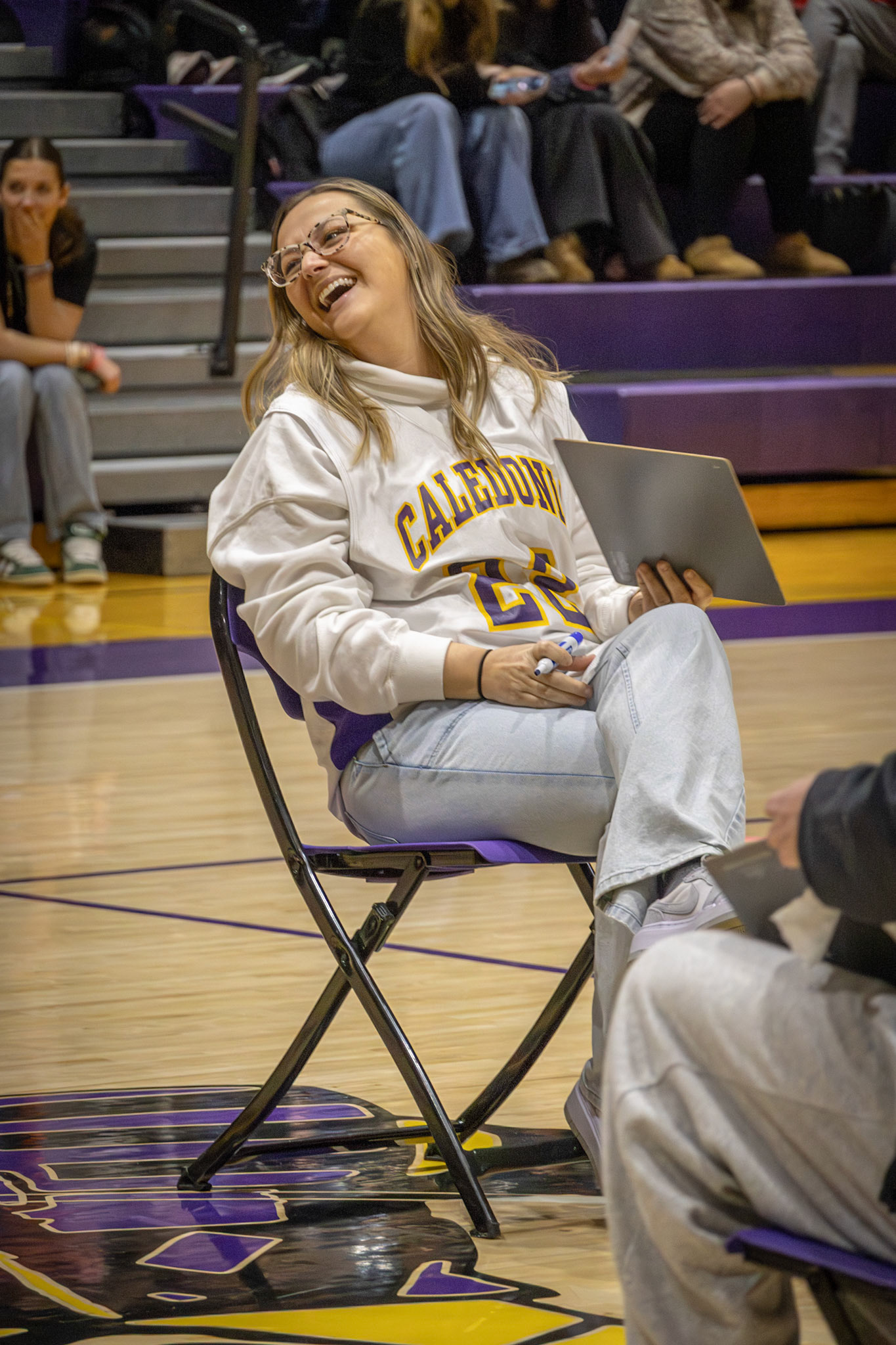 Mrs. Wruble takes on the Gen Z vs. Millennial game. (Photo by Lilli Jackson)