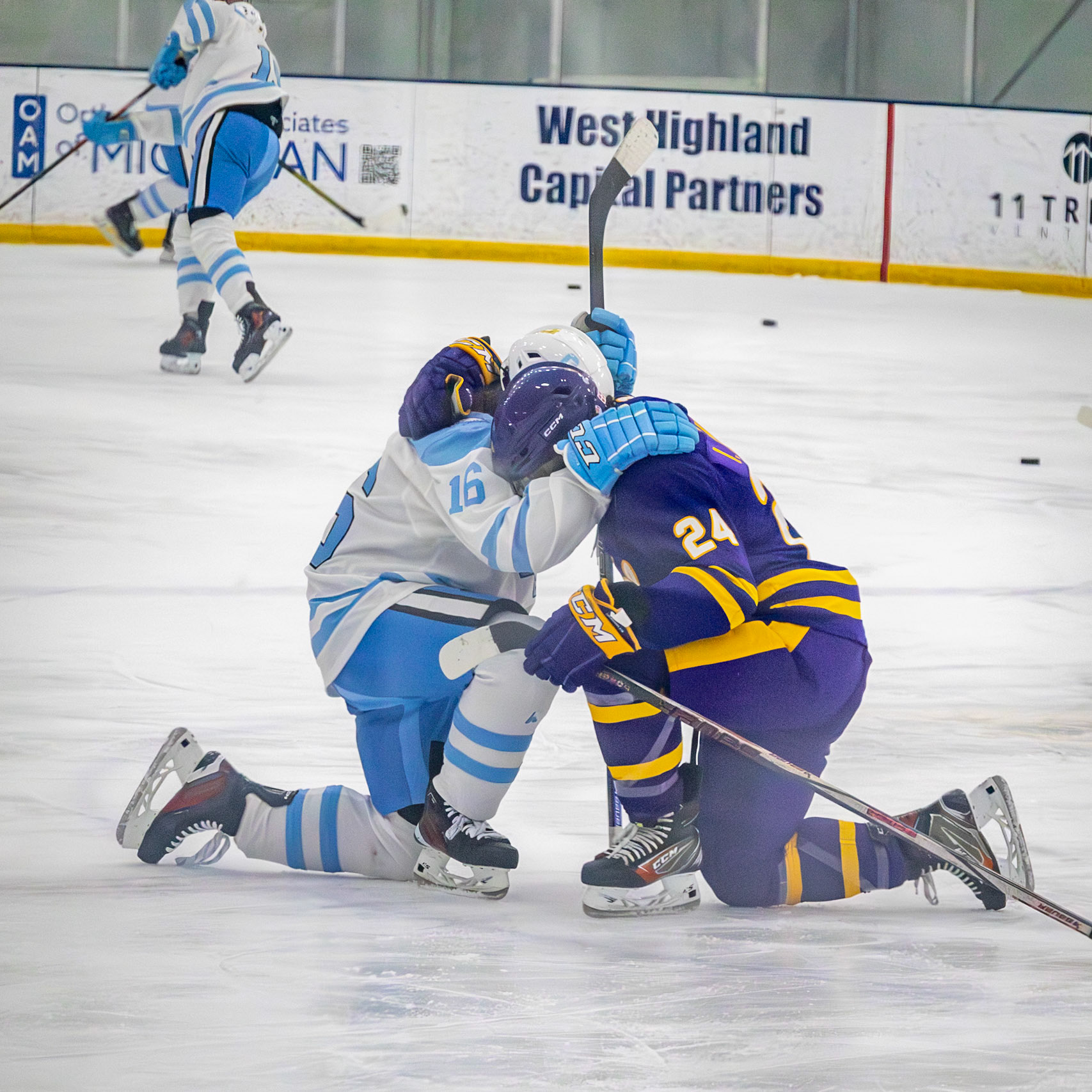 SHARED FAITH Even in the heat of the game, Isaiyah Supuk reminds us: "There's always someone bigger than hockey." (Photo by Ollie Fox)