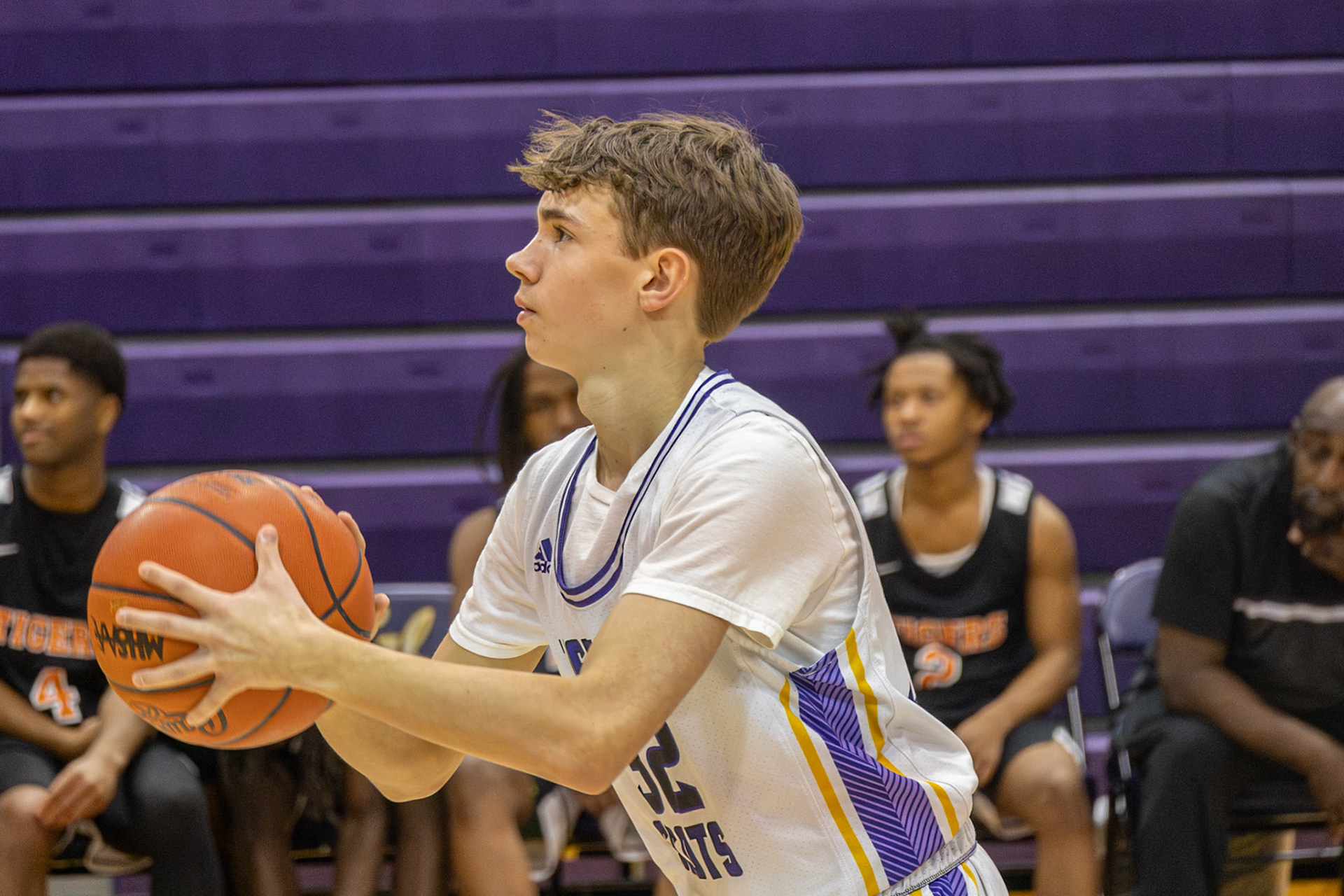 Eli Hileman shoots a critical free throw. (Photo by Thomas McKee)
