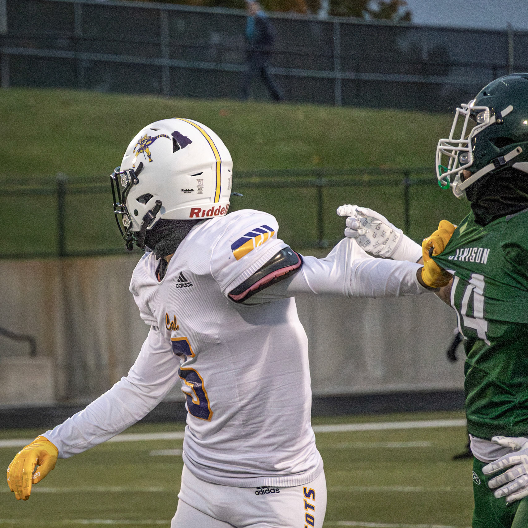 Anthony McGruder evades a cornerback and runs his route before catching a pass from Conlan Schultz. (Photo by Ella-Grace Wickens)