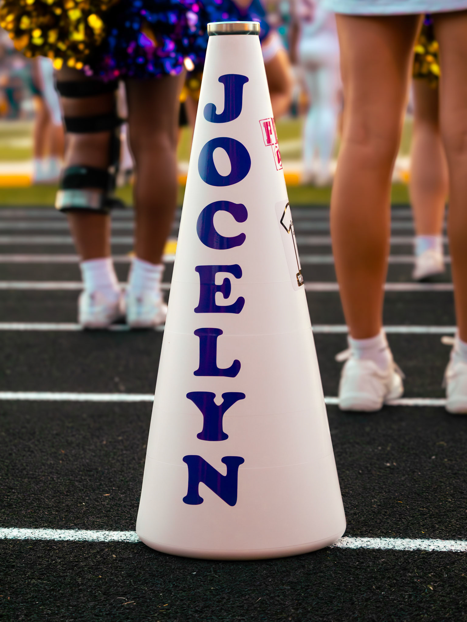 A cheer horn decorated at the Hudsonville vs. Caledonia game. (Photo by Lillian Jackson)