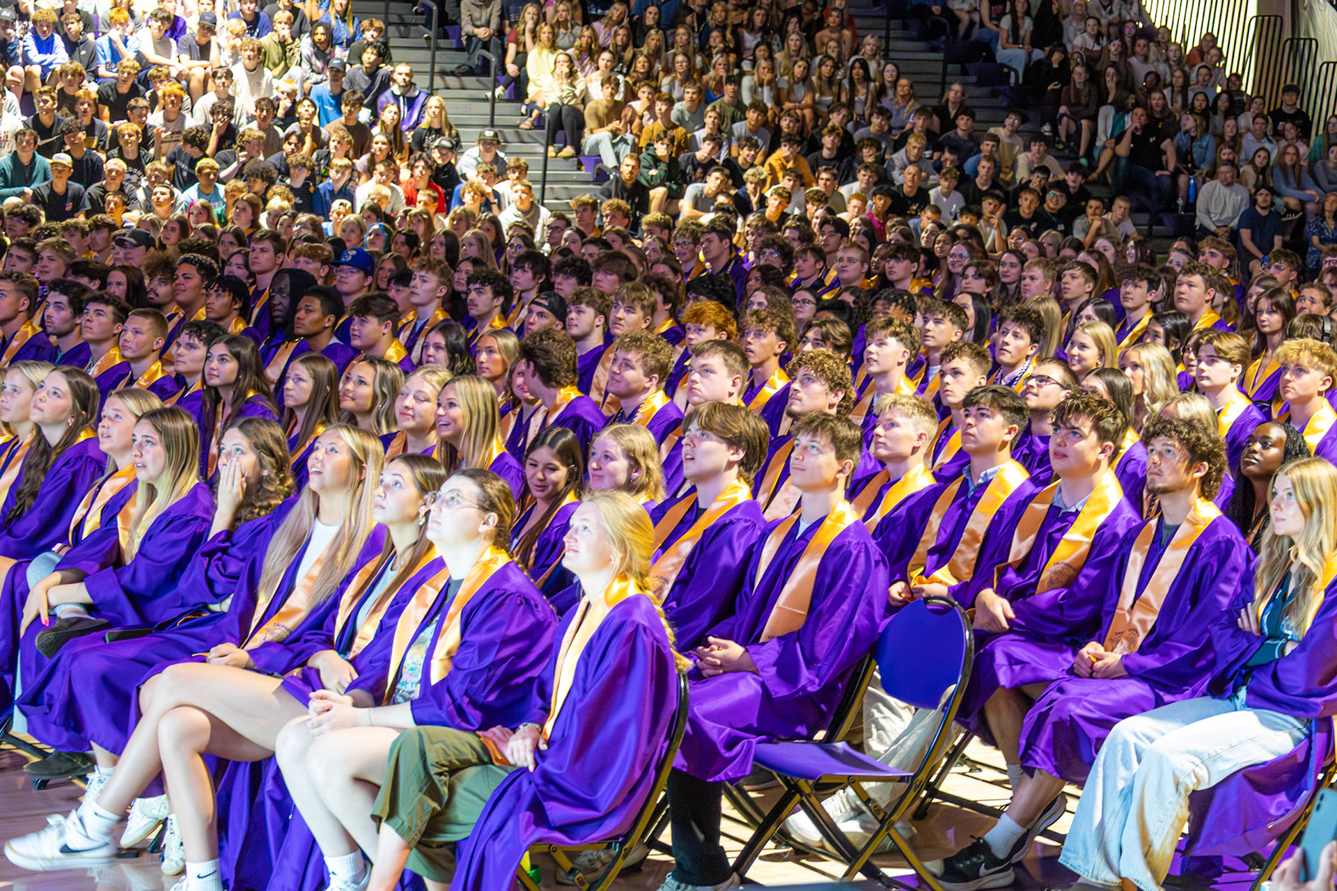 The Class of 2026 watches the senior signing out video with tears in their eyes. (Photo by Abigail Douglass)