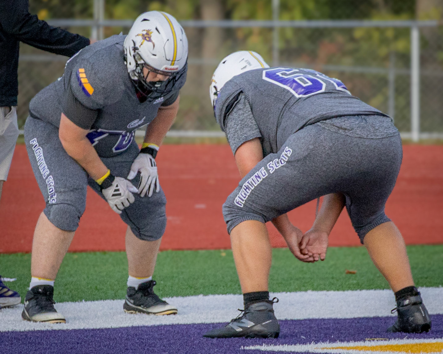 Jakob Swartzlander and Noah Wert are ready to make some tackles. (Photo by Sydney Palmer)