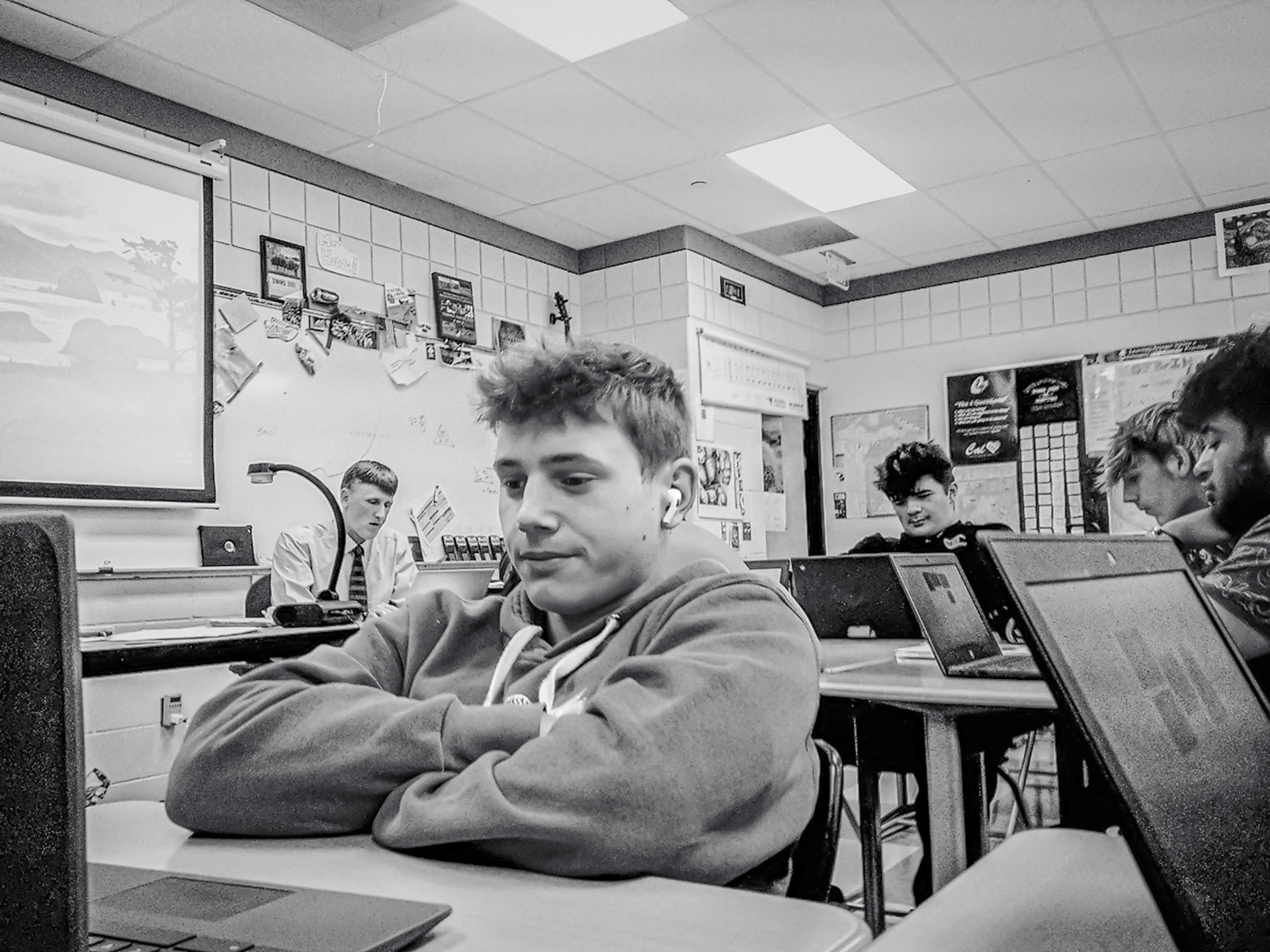 Issac Lang in Mr. Howell's class. (Photo by Joseph Dunn