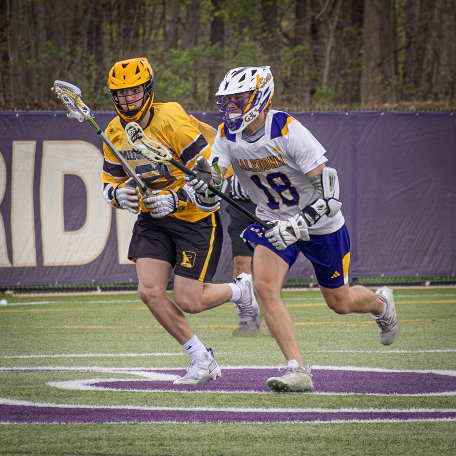 Austin Osborn sprints after the ball, transitioning play at full speed from defense to offense as he pushes his team upfield. (Photo by Abby Skibinski)