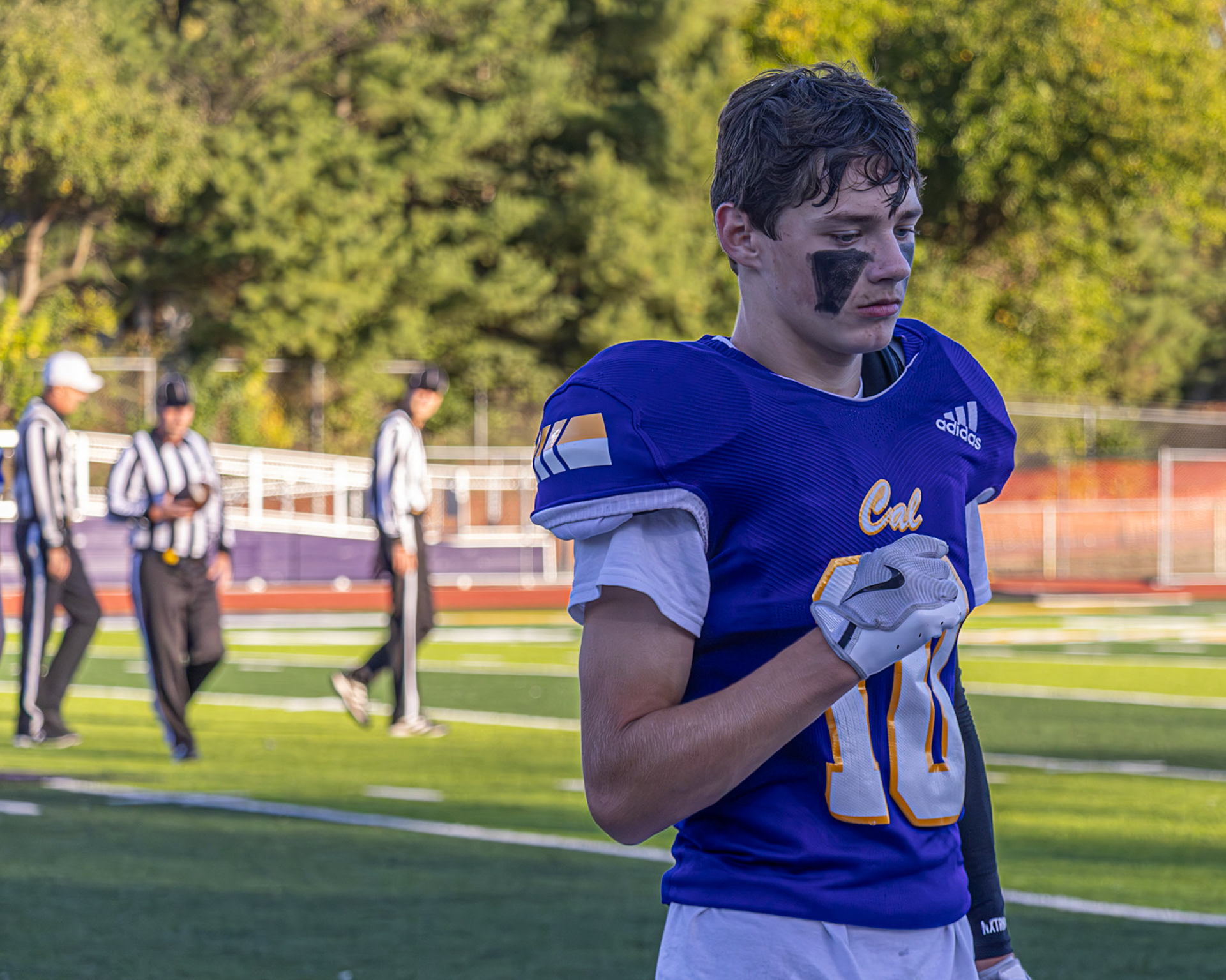 Wrapping up the game, Austin Guider comes off the field after a strong performance. (Photo by Ella-Grace Wickens)