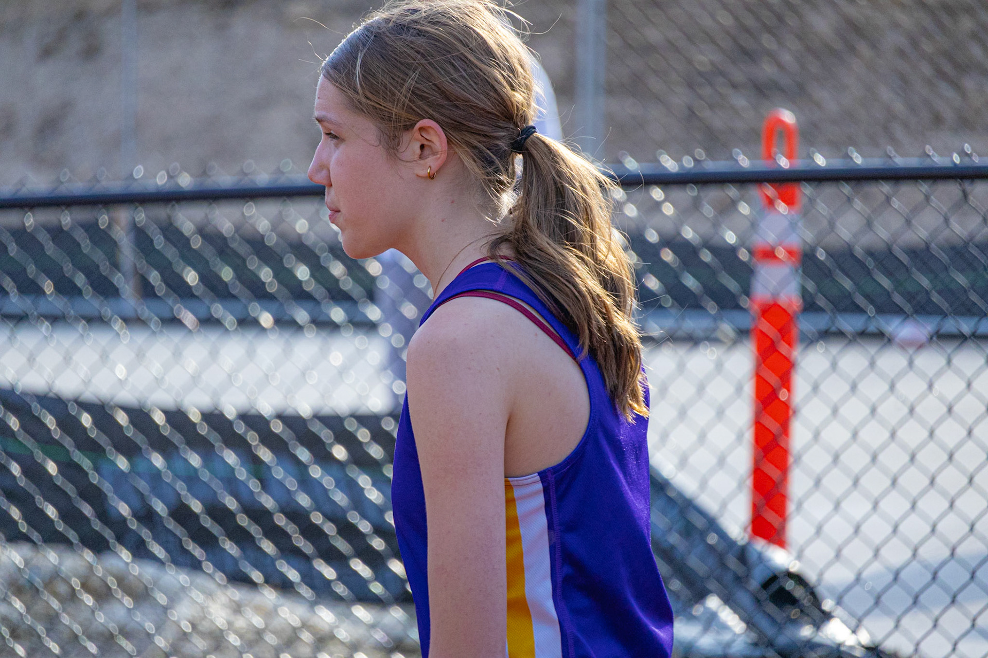 Abigail Tava gets ready to run the 400 meter dash. (Photo by Abigail Douglass)