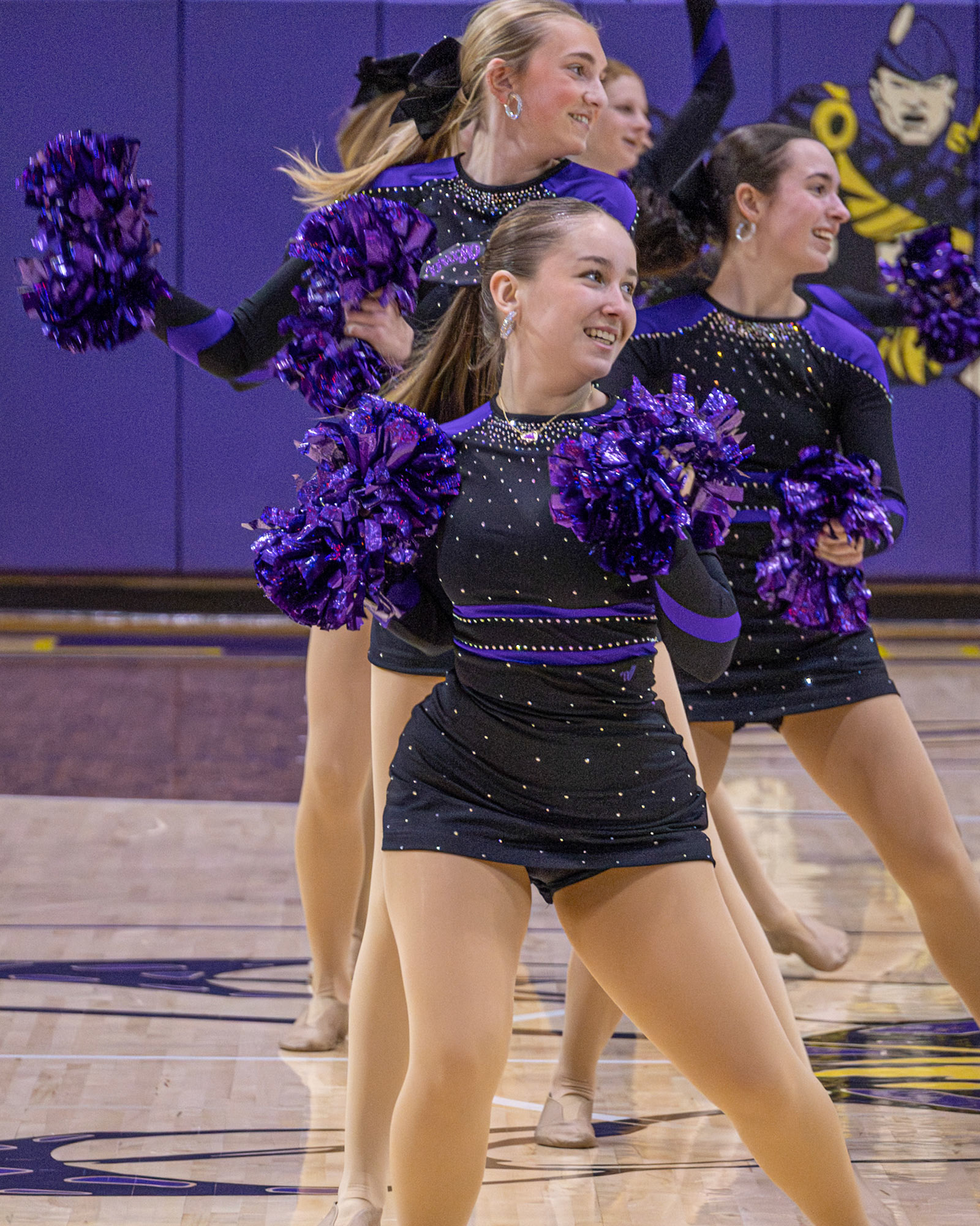 HALFTIME SHOW Foreign exchange student Alma Cortes Diaz performs front and center with the Dance Team. (Photo by Taya Penoes)