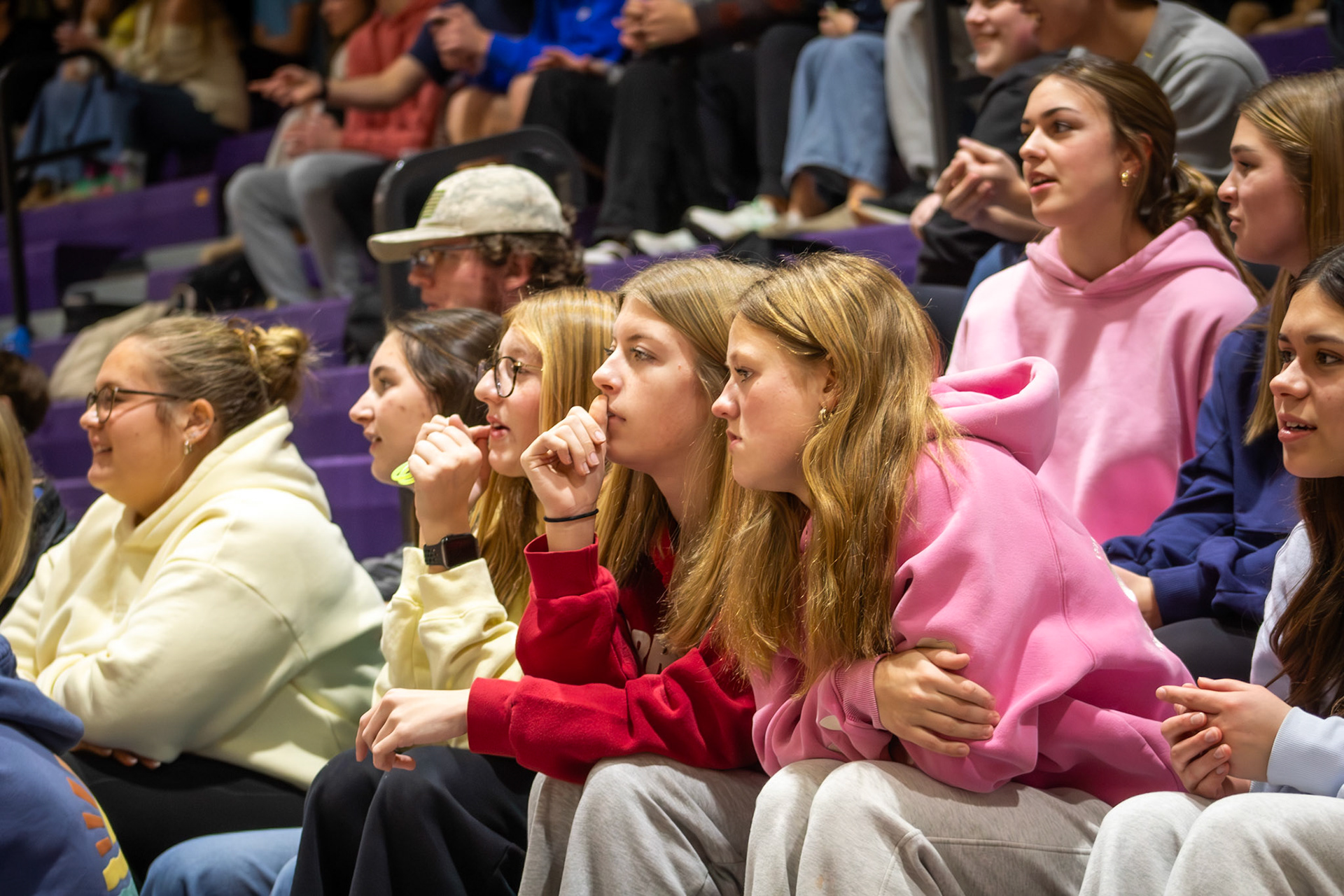 Attentive students in the crowd taking in every moment of the Winterfest excitement (Photo by Mya VanderZwaag)