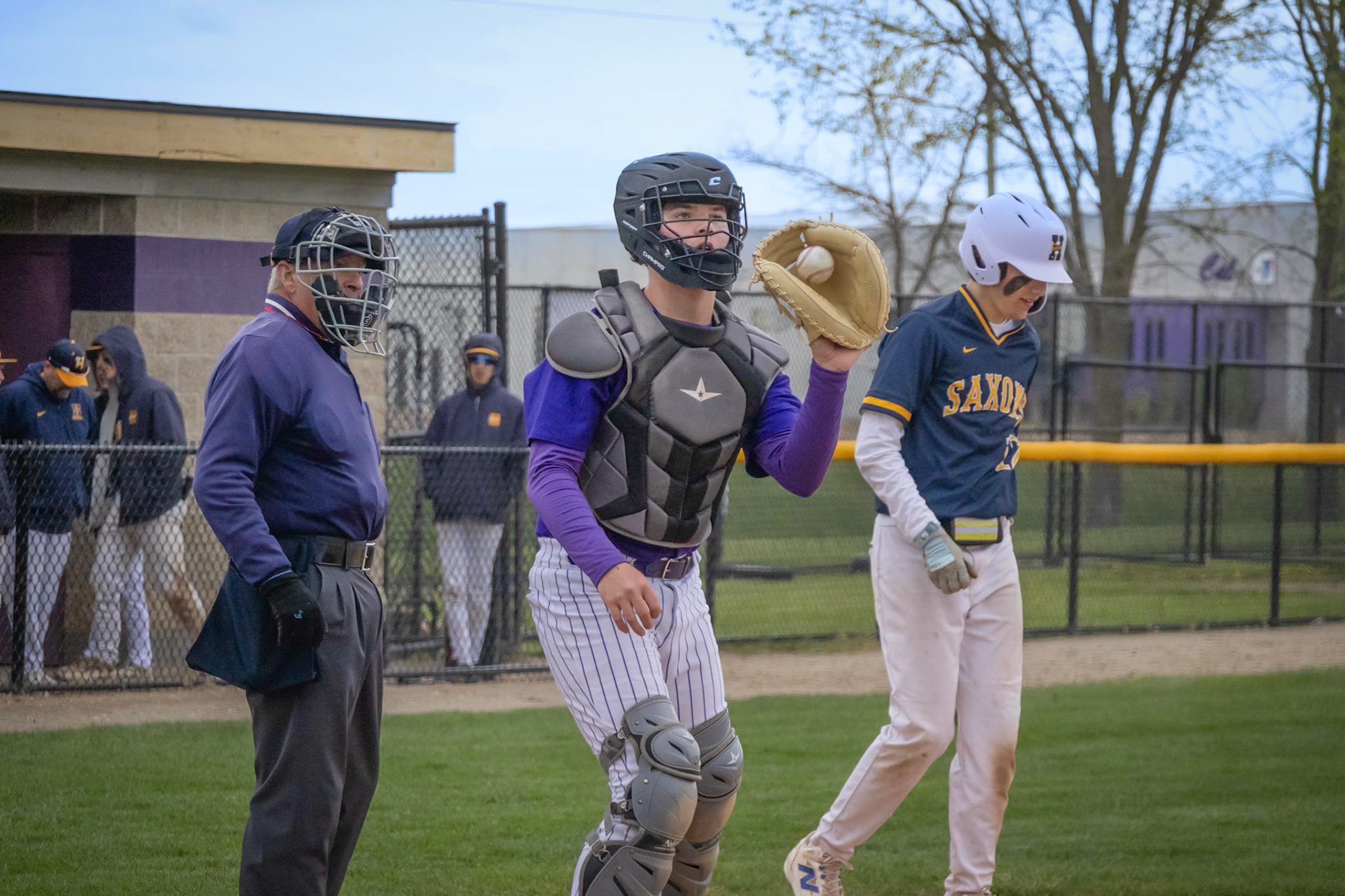 Catching the ball from Coach, Hayden Paggeot snags an extra for the ump. (Photo by Ella-Grace Wickens)